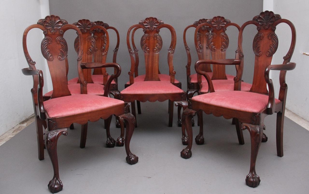 Set of Eight 19th Century Mahogany Dining Chairs in the Queen Anne Style (1 of 11)
