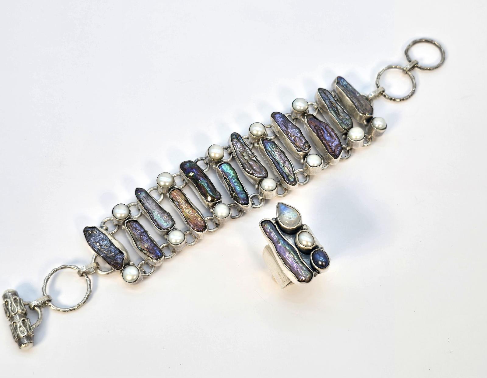 Vintage 1960s Japanese Sterling Silver & Iridescent Biwa Pearl Suite (1 of 17) Vintage 1960s Japanese Sterling Silver & Iridescent Biwa Pearl Suite (1 of 17)