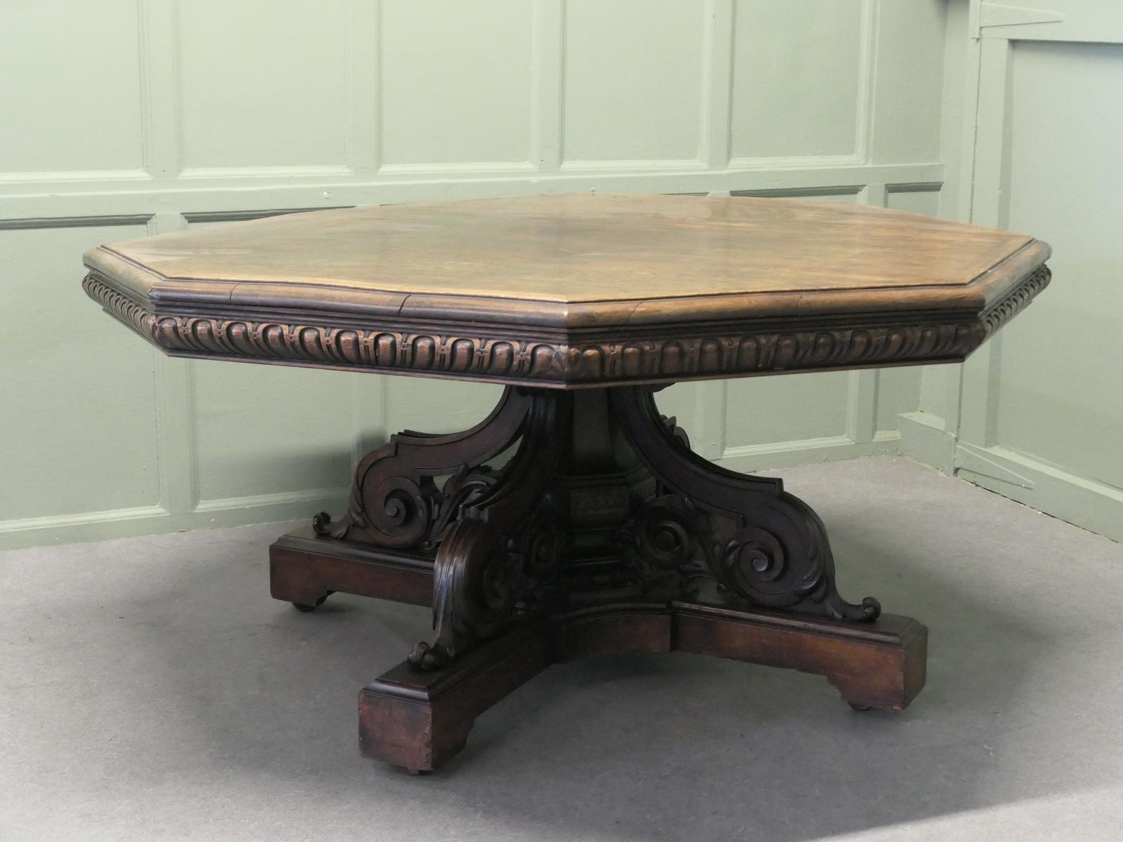 Large Carved Gothic Oak Centre Dining Table (1 of 6) Large Carved Gothic Oak Centre Dining Table (1 of 6)