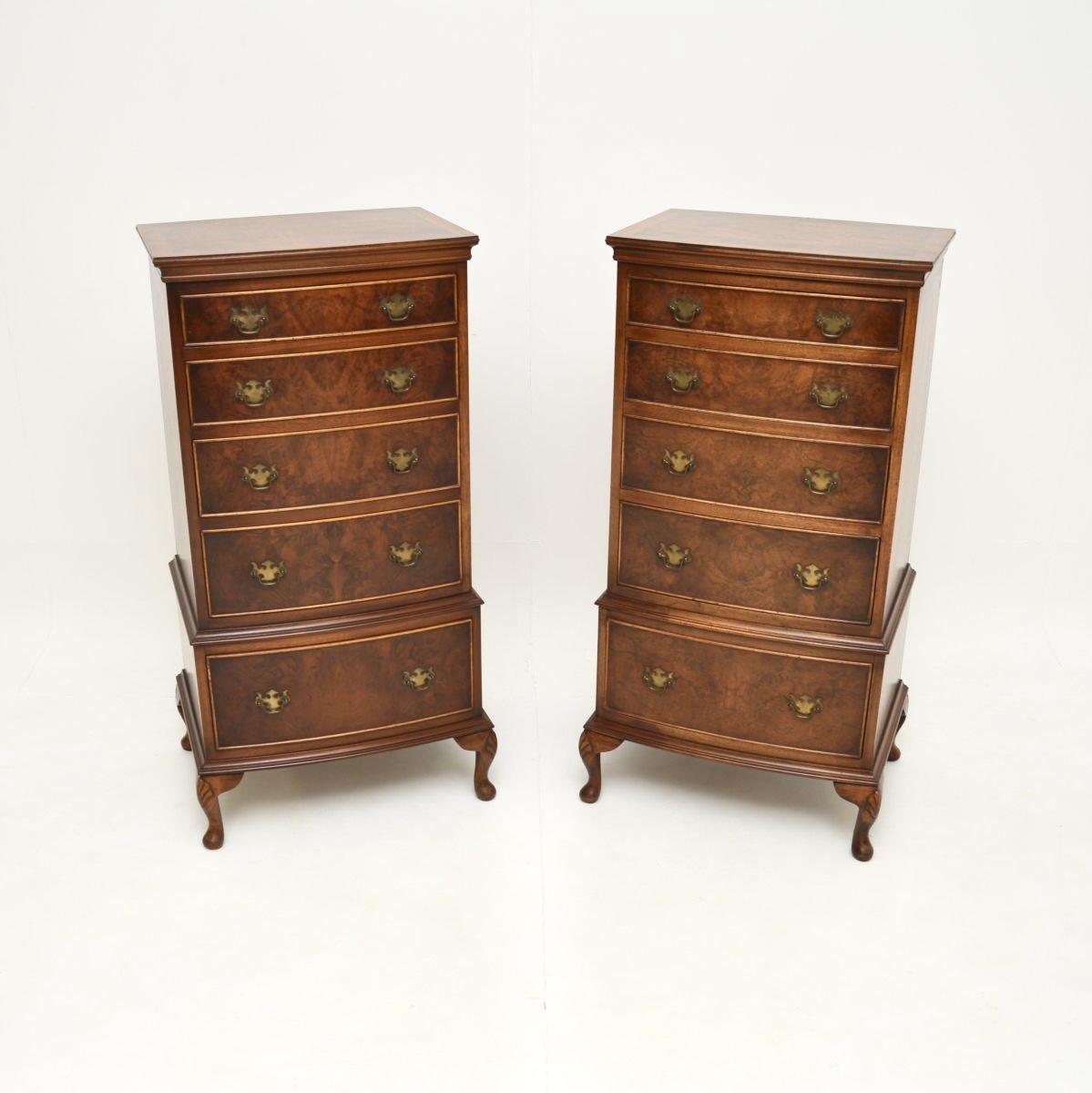 Pair of Georgian Style Burr Walnut Chests of Drawers (1 of 10)