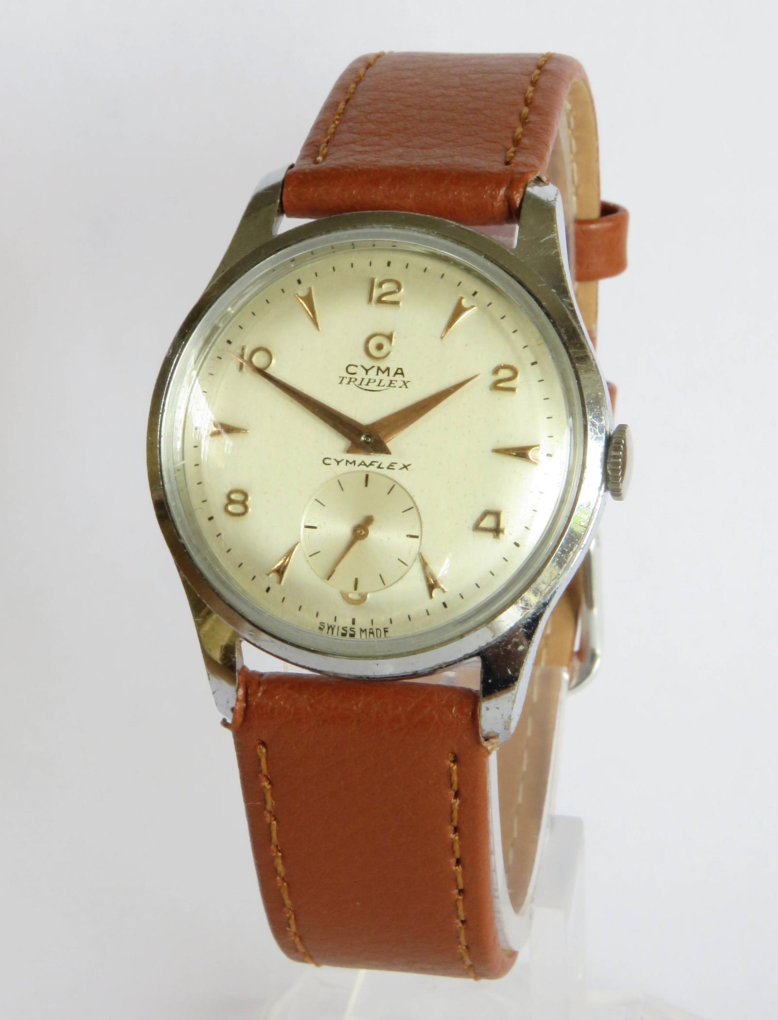 Watch: Gents 1950s Cyma Triplex Wrist Watch (1 of 5)