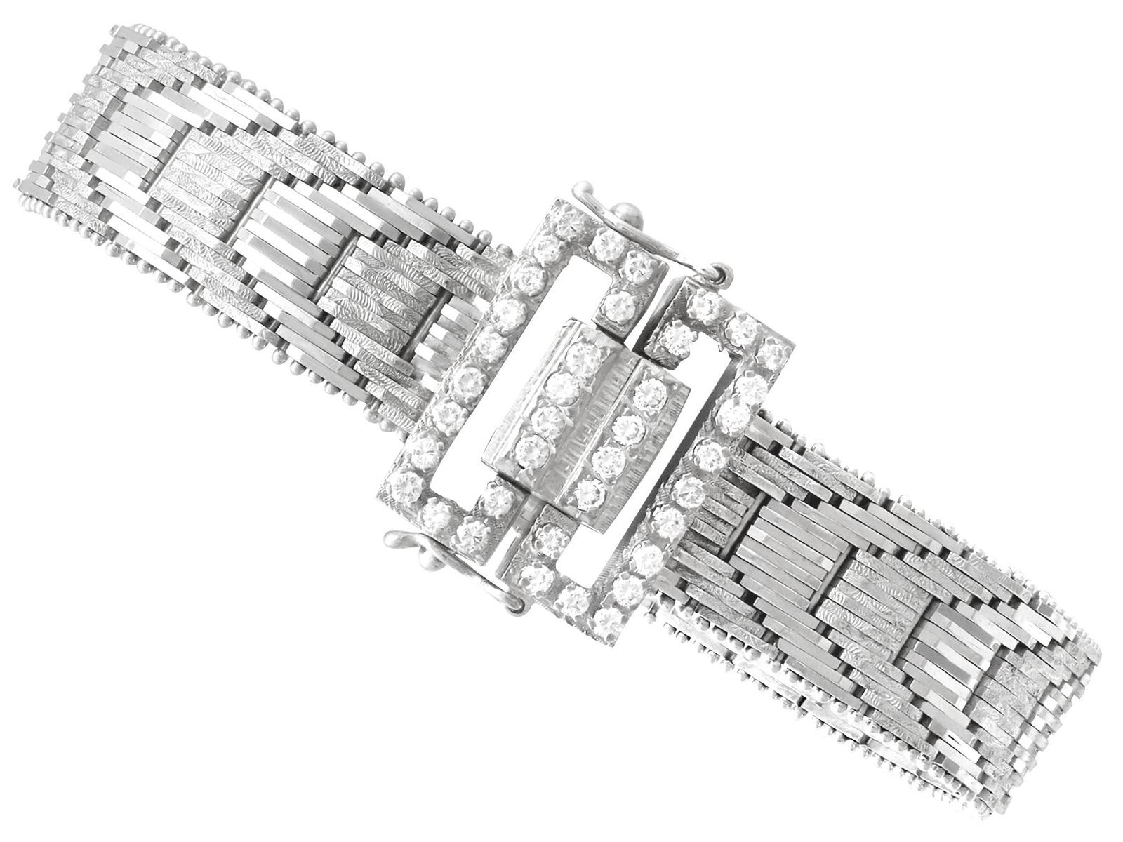 1.20ct Diamond  18ct White Gold Bracelet - Art Deco c.1940 (1 of 13)