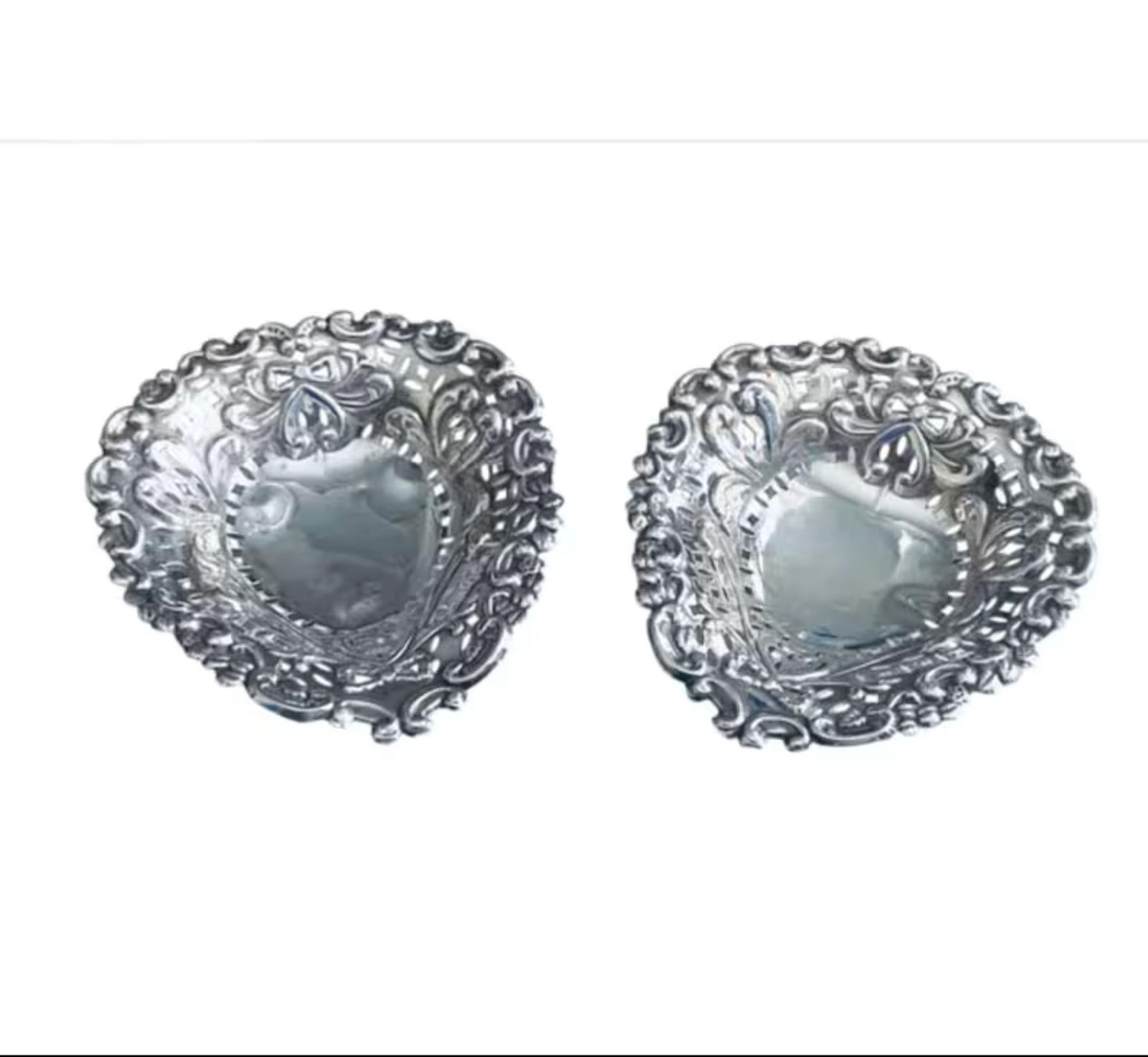 Pair of Pin / Sweet / Bon Bon / Trinket Dishes Antique Victorian Solid Silver Birmingham 1900 (1 of 8)