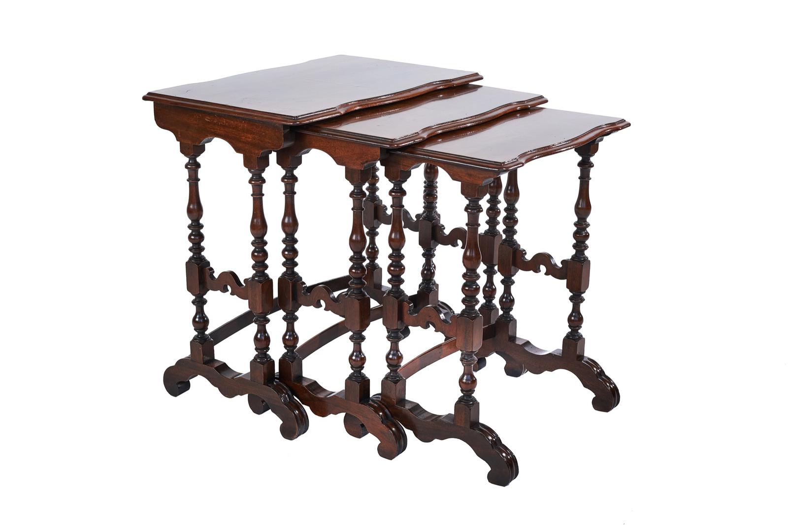 William & Mary Style Walnut Nest 3 Tables c.1920 (1 of 7)