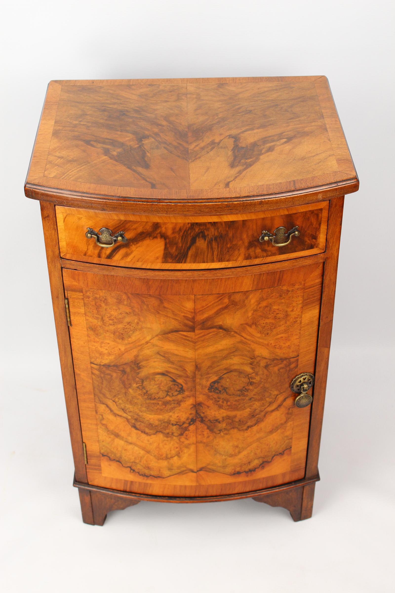 Antique Burr Walnut Bedside Cabinet / Cupboard (1 of 13)