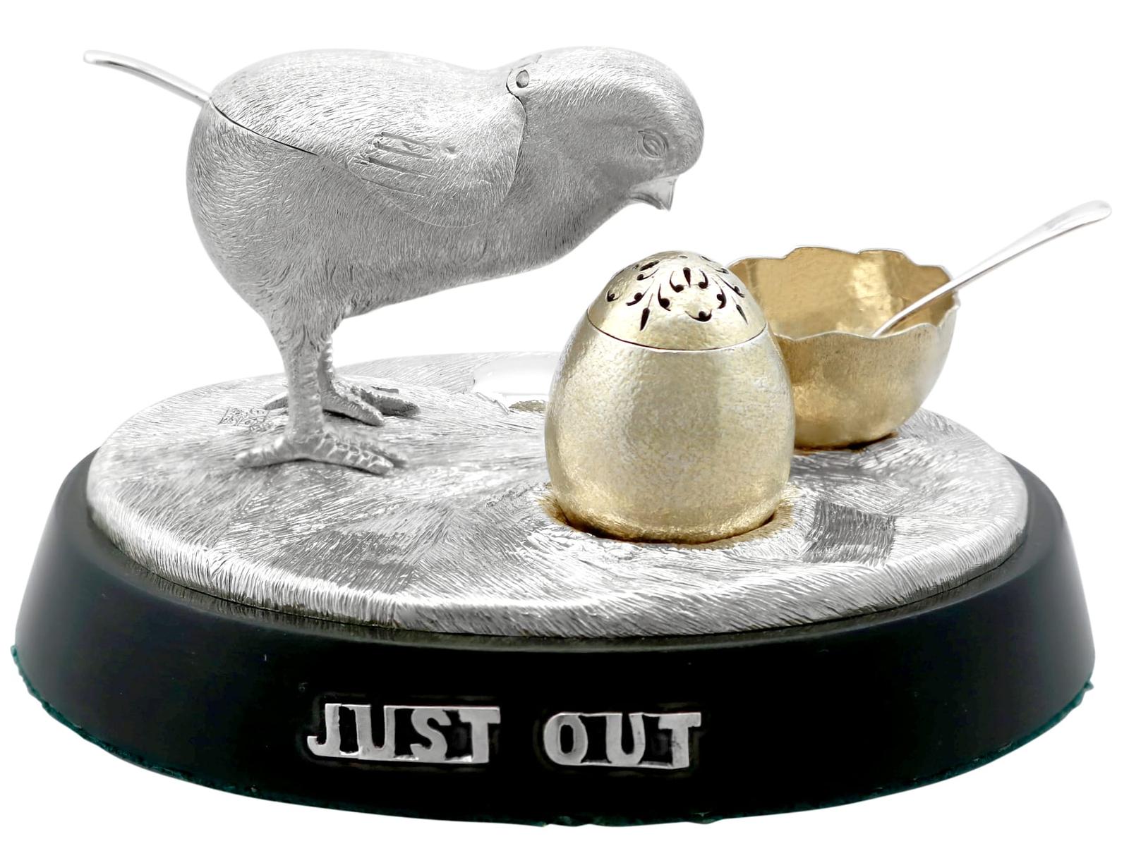 Antique Victorian Sterling Silver Chick Condiment Set (1 of 24)