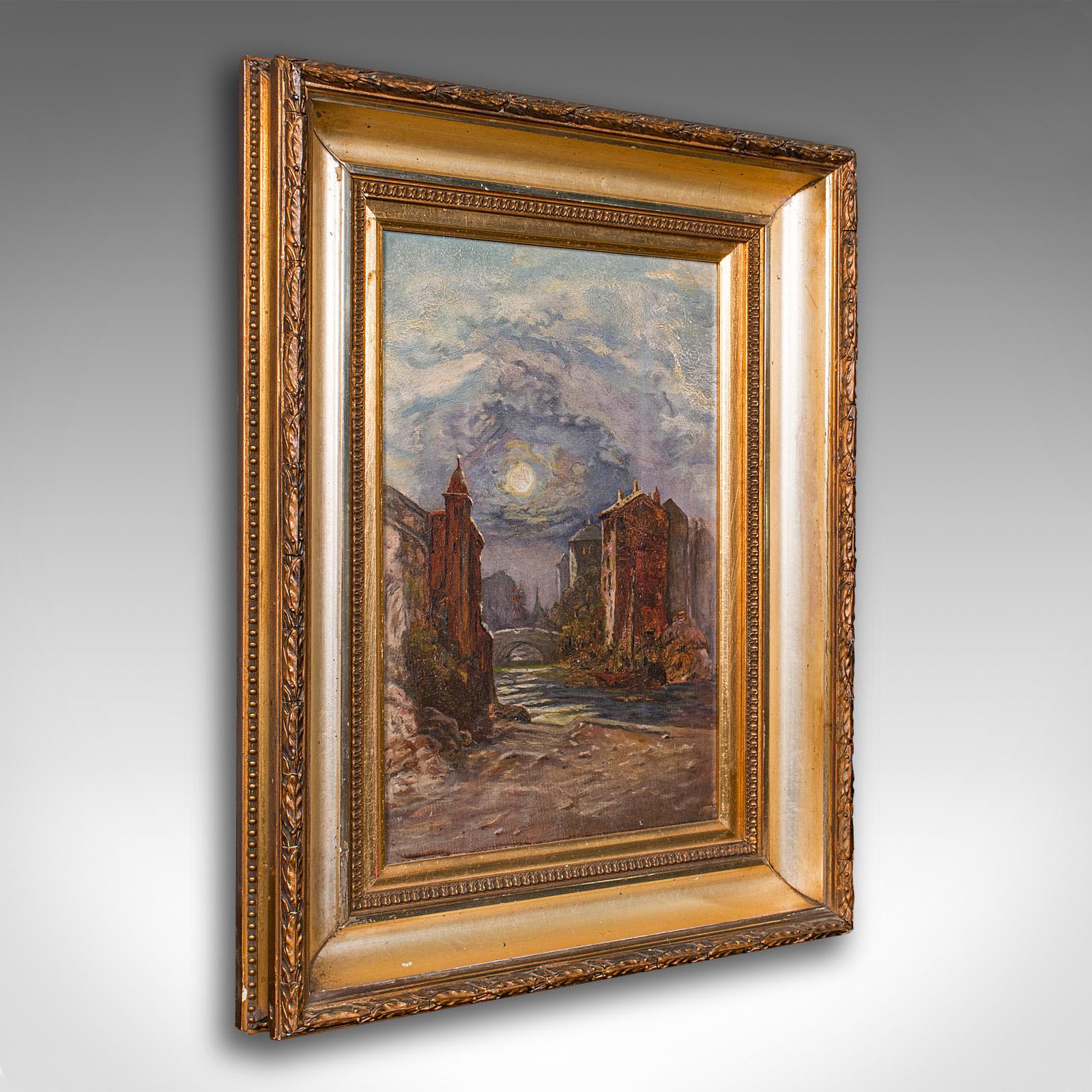 Small Antique Continental School Painting, Framed, Oil on Canvas, Art c.1920 (1 of 9)