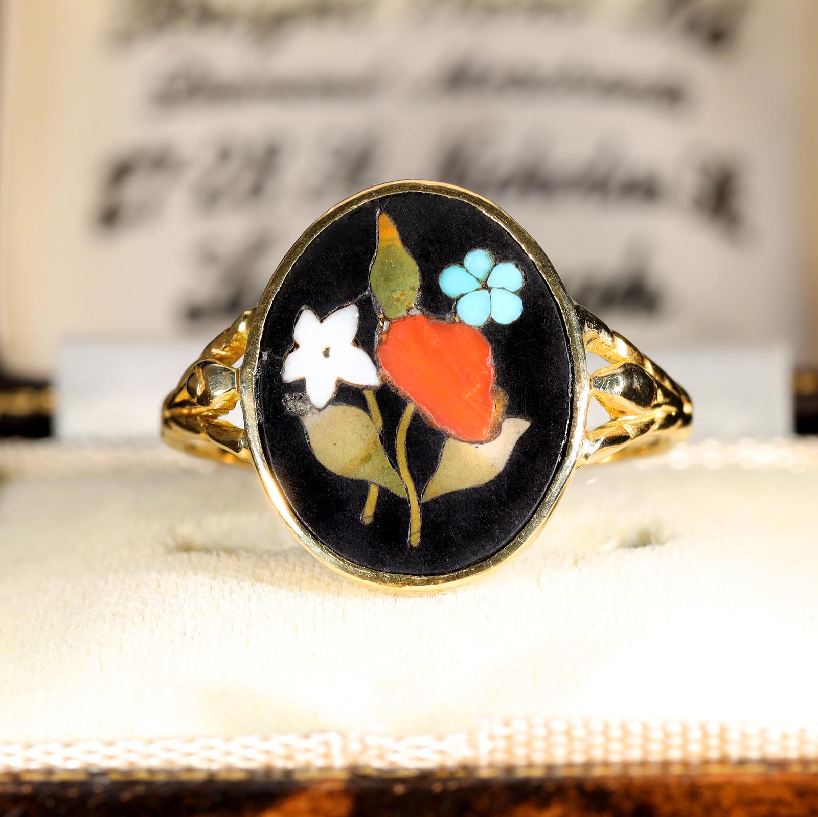 The Antique Georgian Pietra Dura Gemstone Ring (1 of 8)