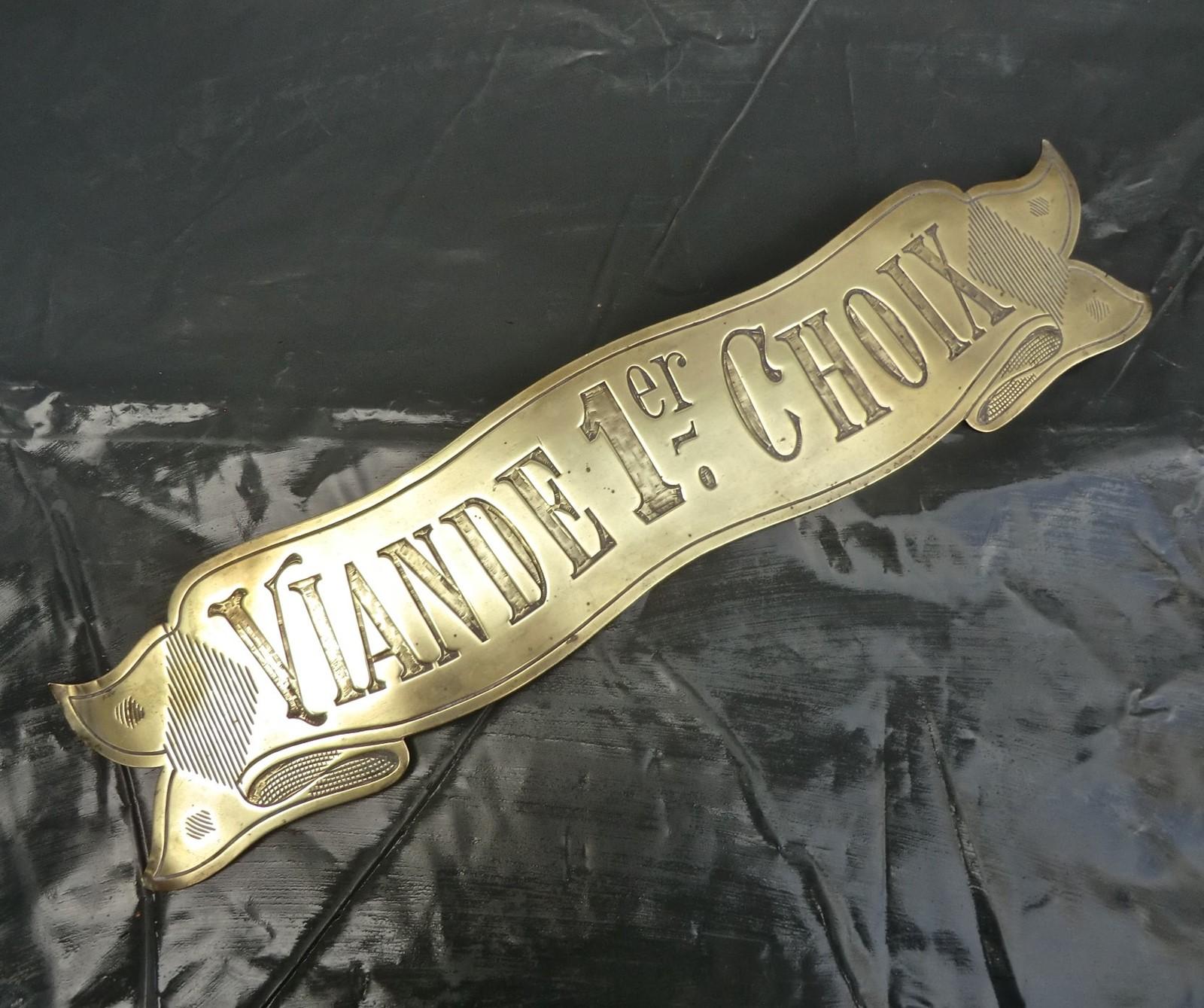 Rare Engraved Brass Banner Sign From French Charcuterie / Boucherie Shop (1 of 6)