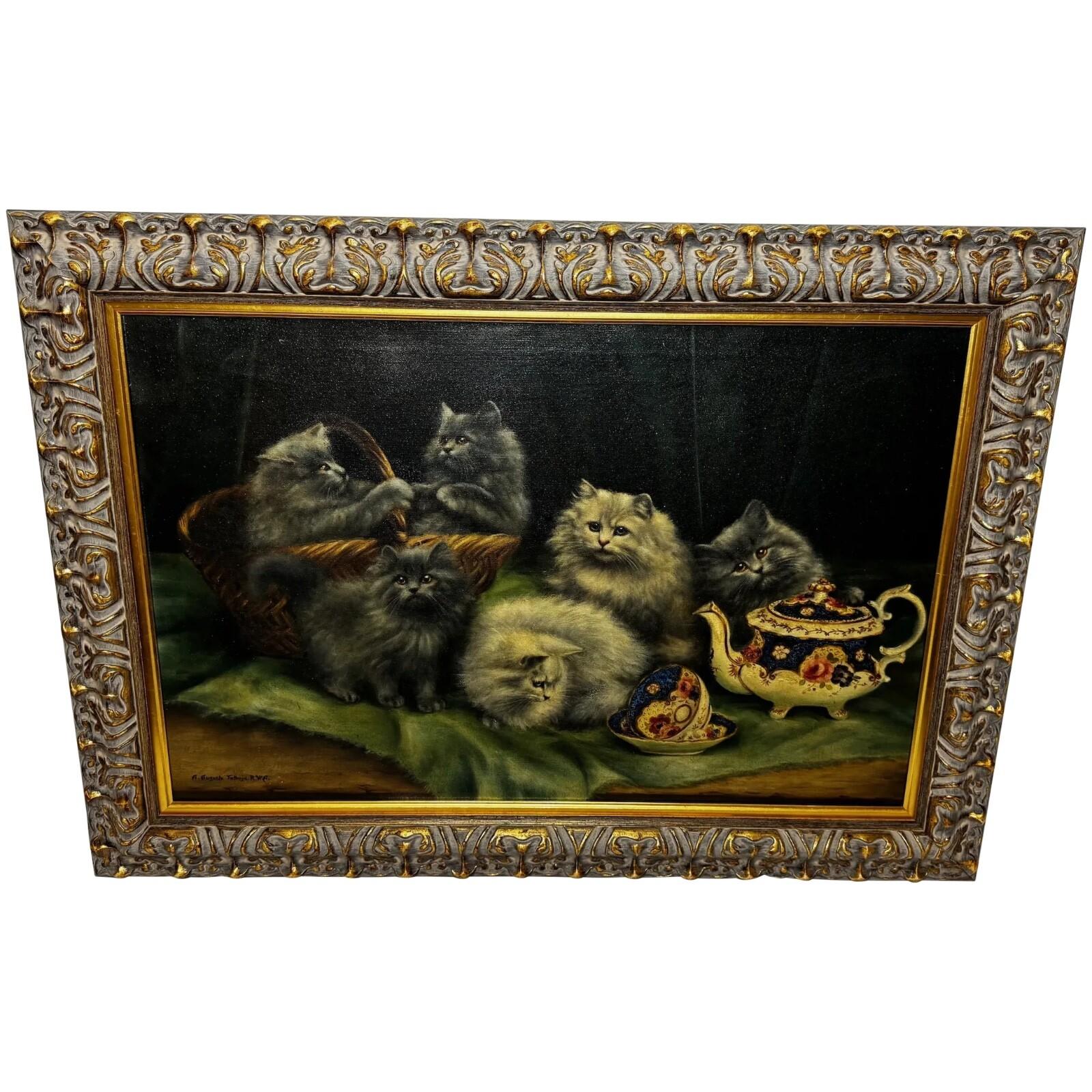 Persian Cats with Tea Service Oil Painting by Agnes Augusta Talboys RWA (1 of 19) Persian Cats with Tea Service Oil Painting by Agnes Augusta Talboys RWA (1 of 19)