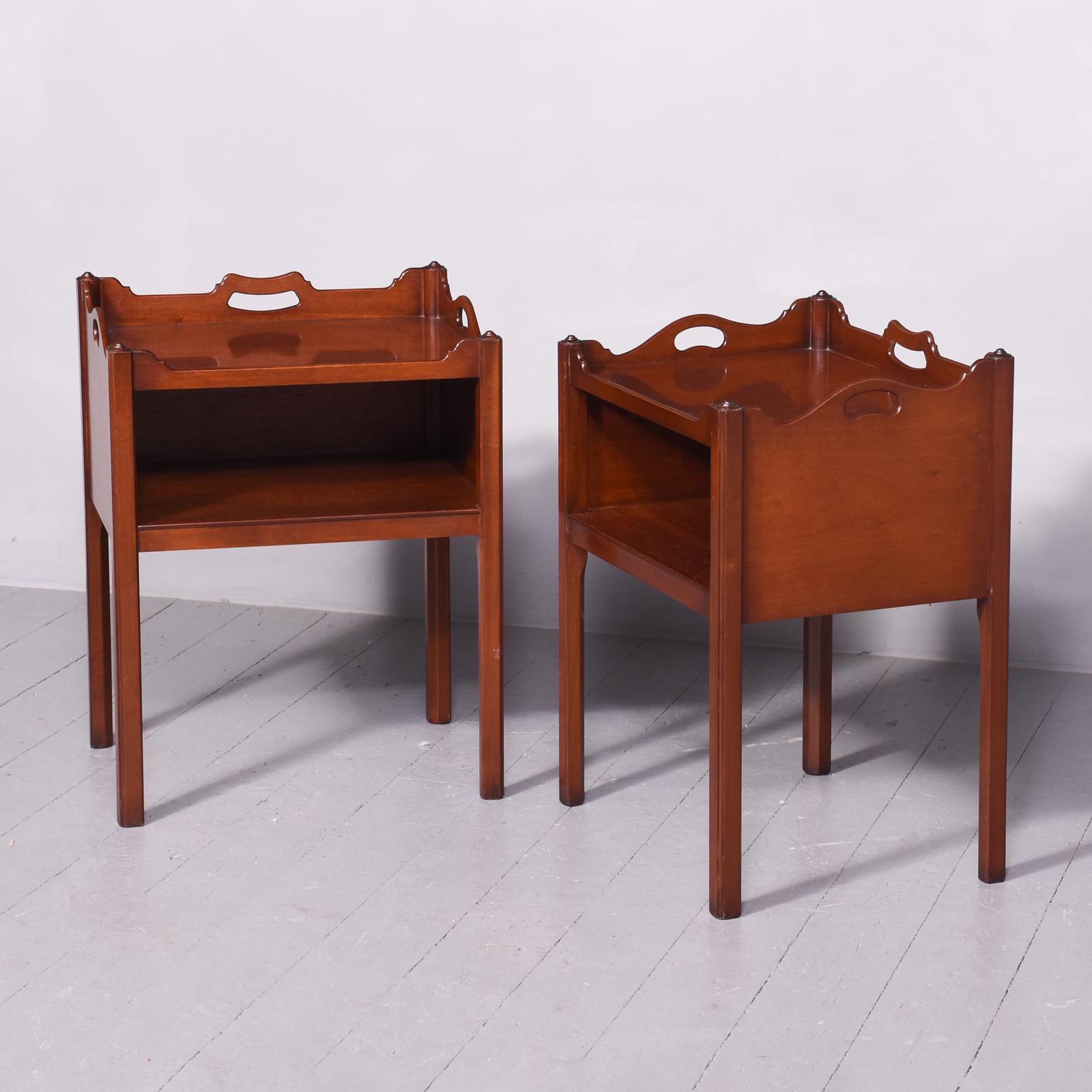 Pair of George III Style Mahogany Bedside Cabinets (1 of 8)