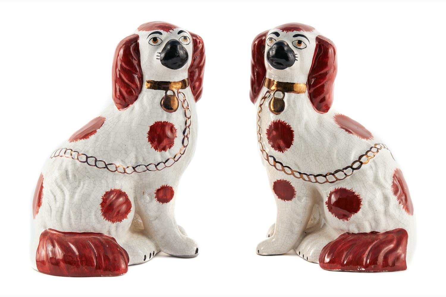 Pair of Antique Staffordshire Dogs (1 of 8)