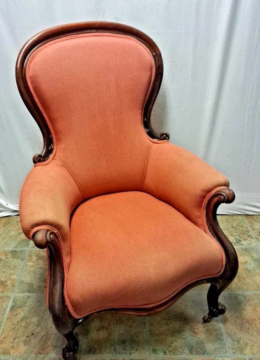 Antique Fireside Mahogany Framed Armchair On Cabriole Front Legs Very Comfy (1 of 5) Antique Fireside Mahogany Framed Armchair On Cabriole Front Legs Very Comfy (1 of 5)