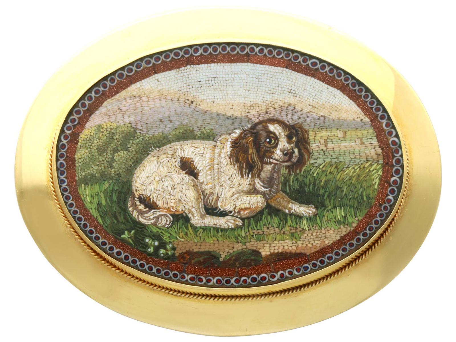 Antique 18ct Yellow Gold Micro Mosaic Brooch c.1870 (1 of 12)