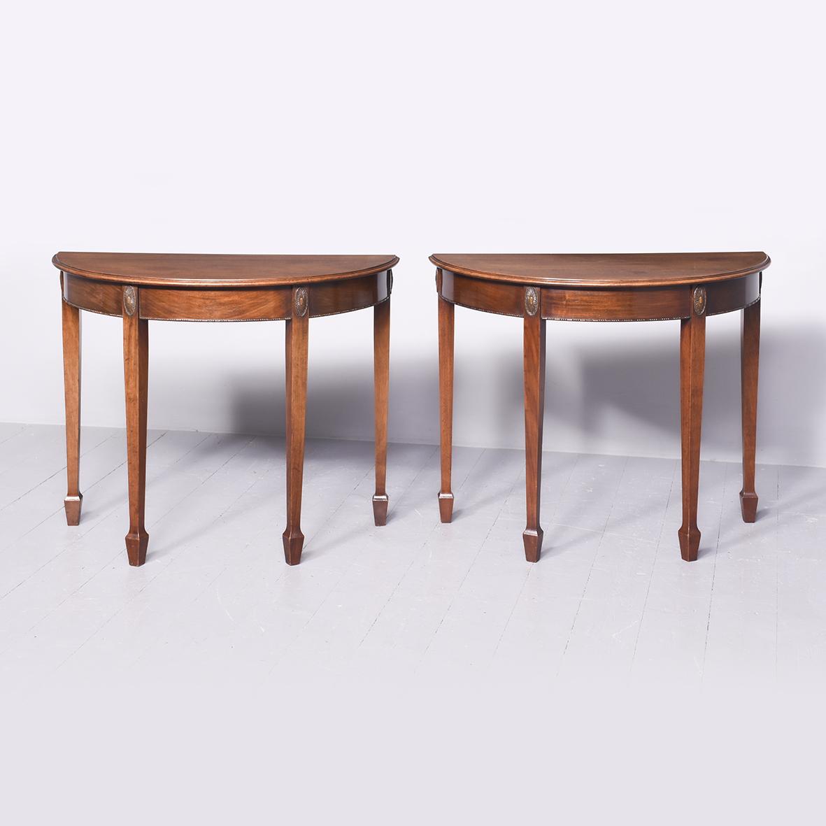 Pair of Adam Style Demi-lune Side Tables (1 of 6) Pair of Adam Style Demi-lune Side Tables (1 of 6)
