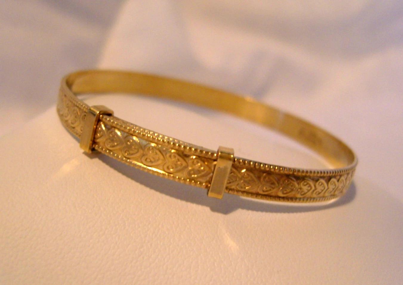 Bangle 9ct Rolled Gold Vintage 1940s Love Heart Expandable Bracelet (1 of 10)