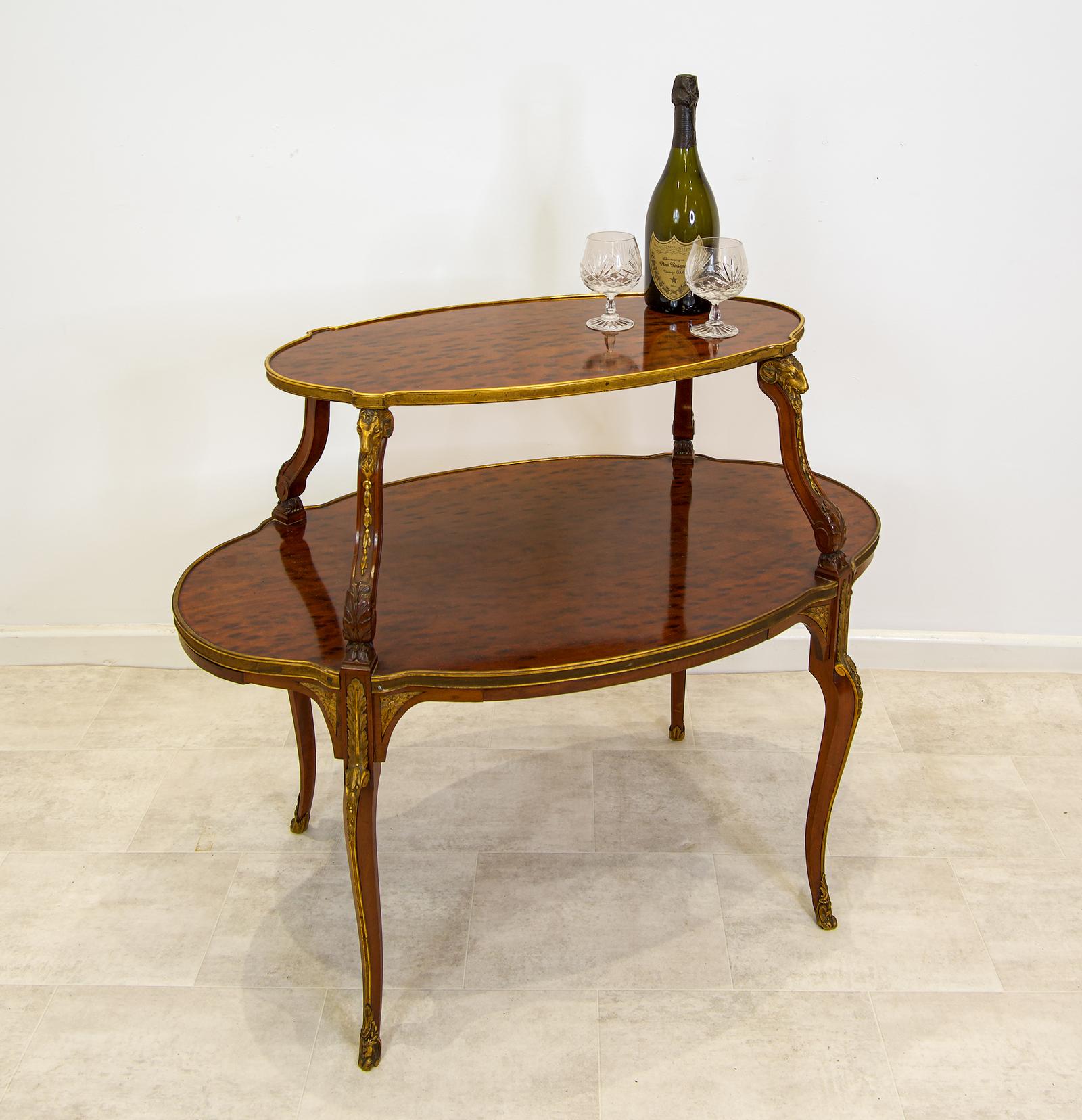 Antique French Plum Pudding Mahogany Etagere / Two Tier Occasional Table (1 of 7)