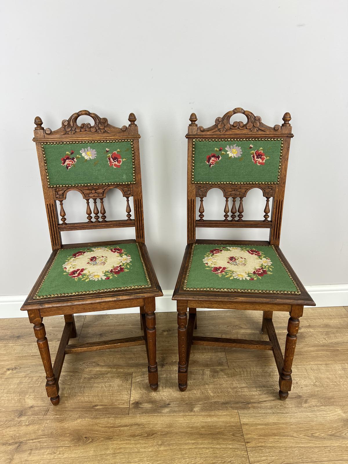 Pair of Chairs Antique French Oak Floral Upholstered Chairs (1 of 10) Pair of Chairs Antique French Oak Floral Upholstered Chairs (1 of 10)