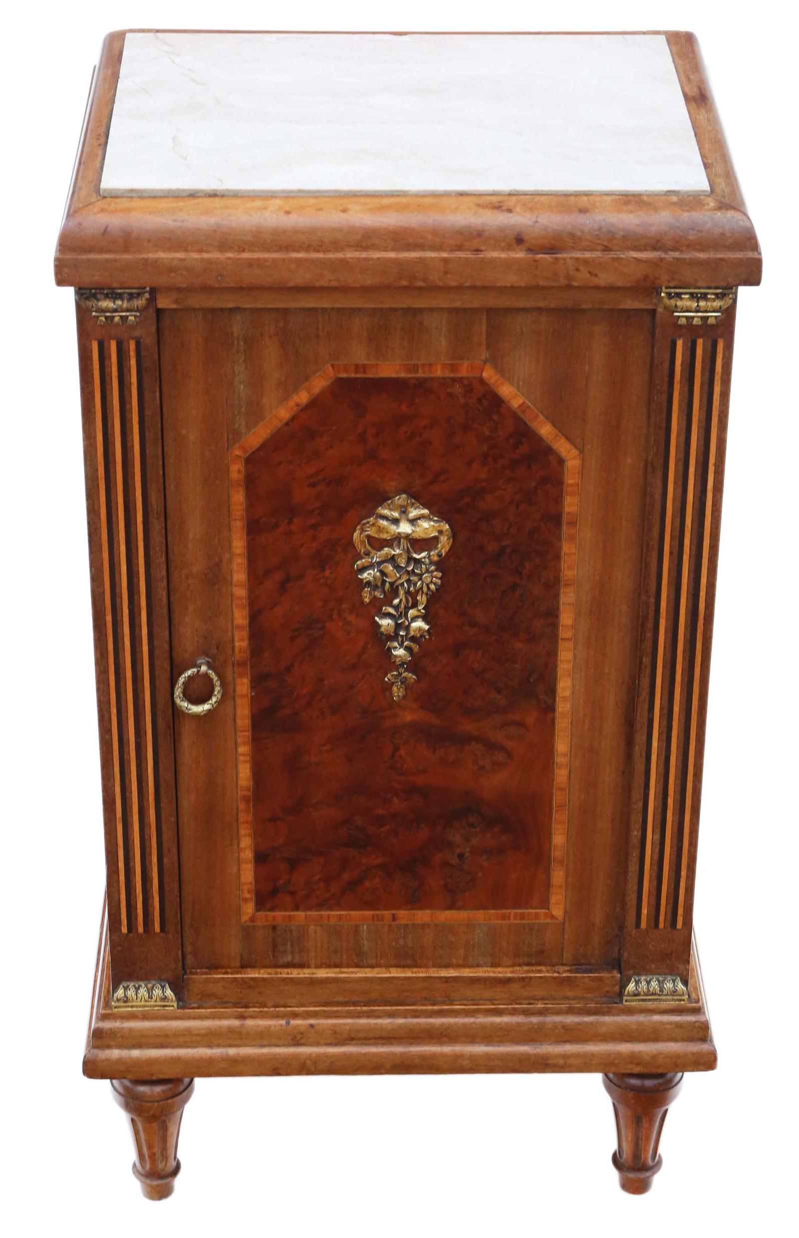 French Empire Style Inlaid Bedside Table Cupboard or Chest (1 of 9)