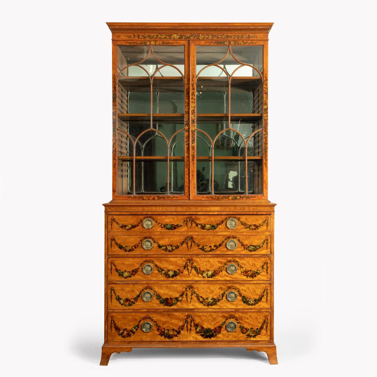 Sheraton Period West Indian Satinwood Secretaire Bookcase (1 of 10)