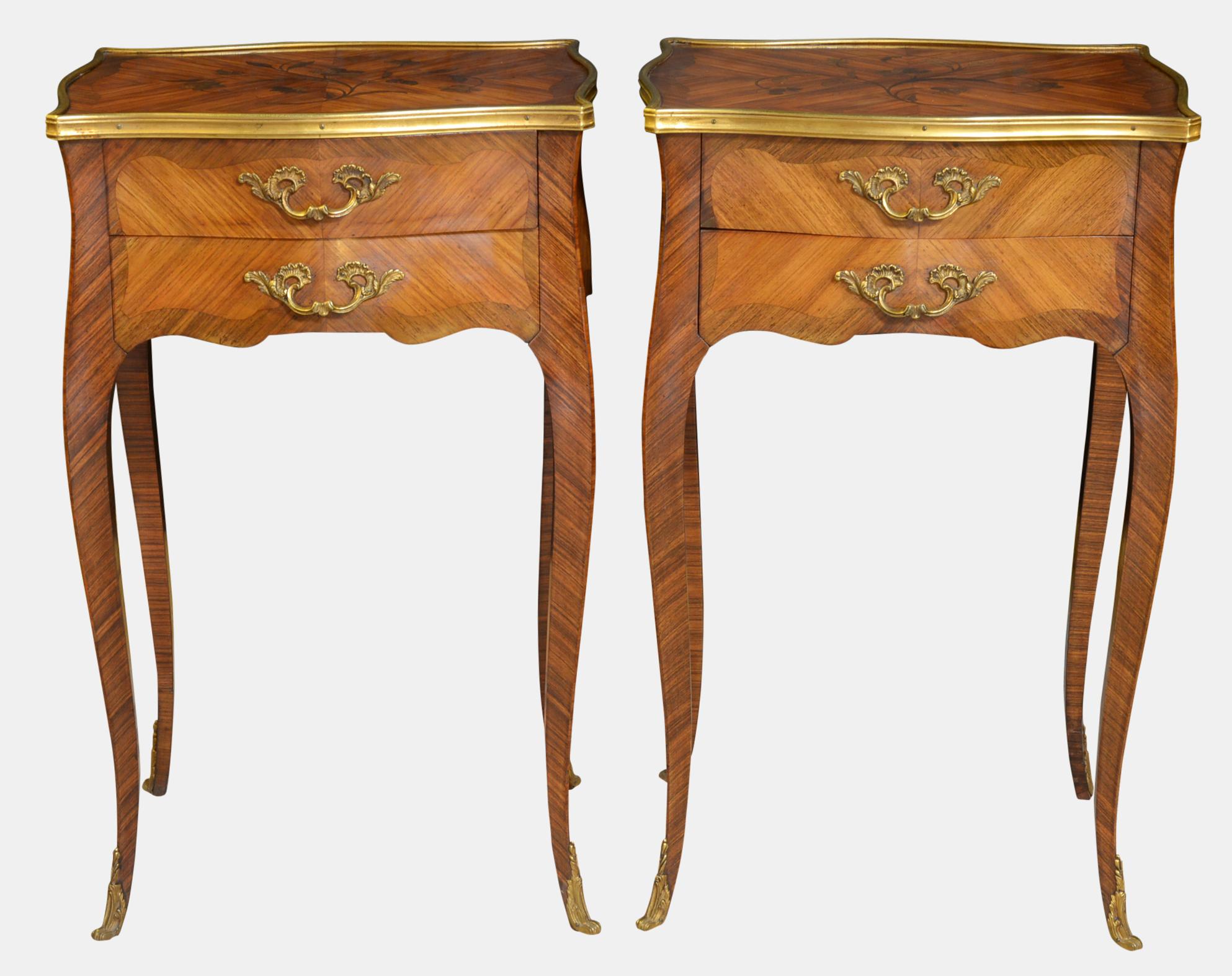 Pair of French Louis XV Inlaid Side Tables c.1910 (1 of 1) Pair of French Louis XV Inlaid Side Tables c.1910 (1 of 1)
