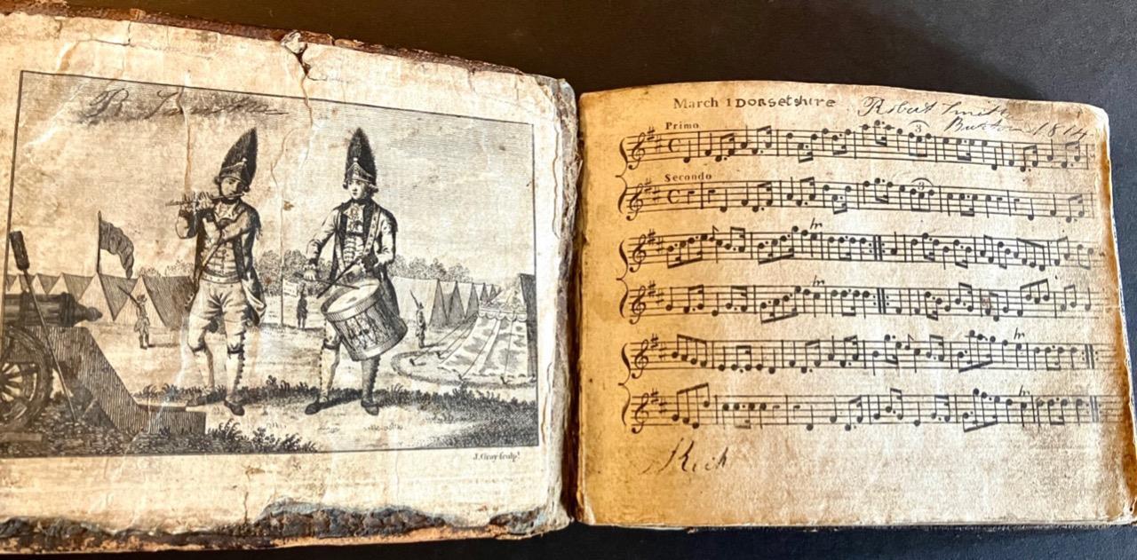 1800 Signed Military Bandsman Song Book Rare Napoleonic Era Leather Bound (1 of 5)