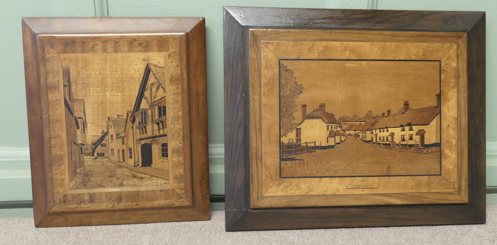 2 Early 20th Century Marquetry Pictures (1 of 6)