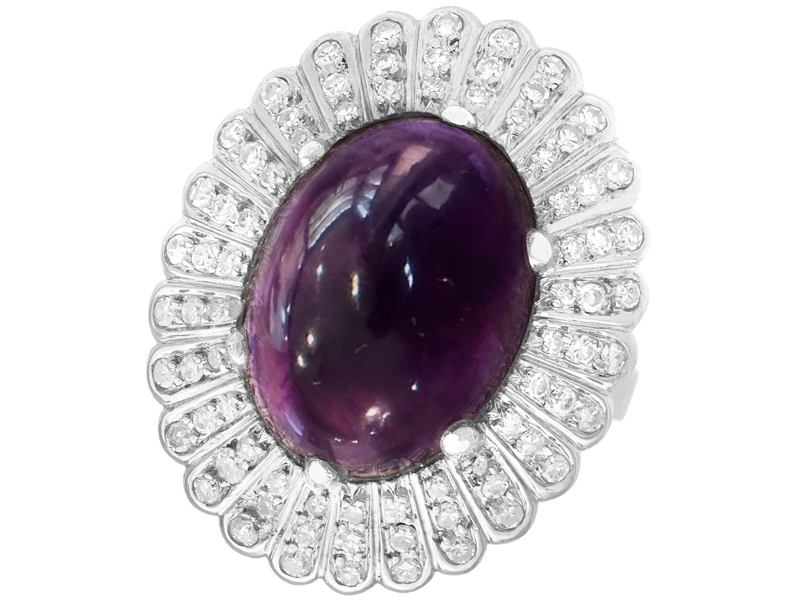 Antique 8.88ct Amethyst and 1.05ct Diamond 18k White Gold Dress Ring Circa 1935 (1 of 13)