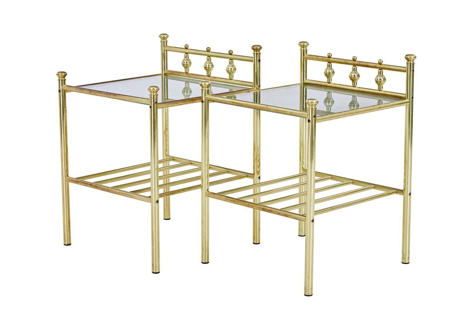 Pair of Mid 20th Century Brass & Glass Side Tables (1 of 7) Pair of Mid 20th Century Brass & Glass Side Tables (1 of 7)