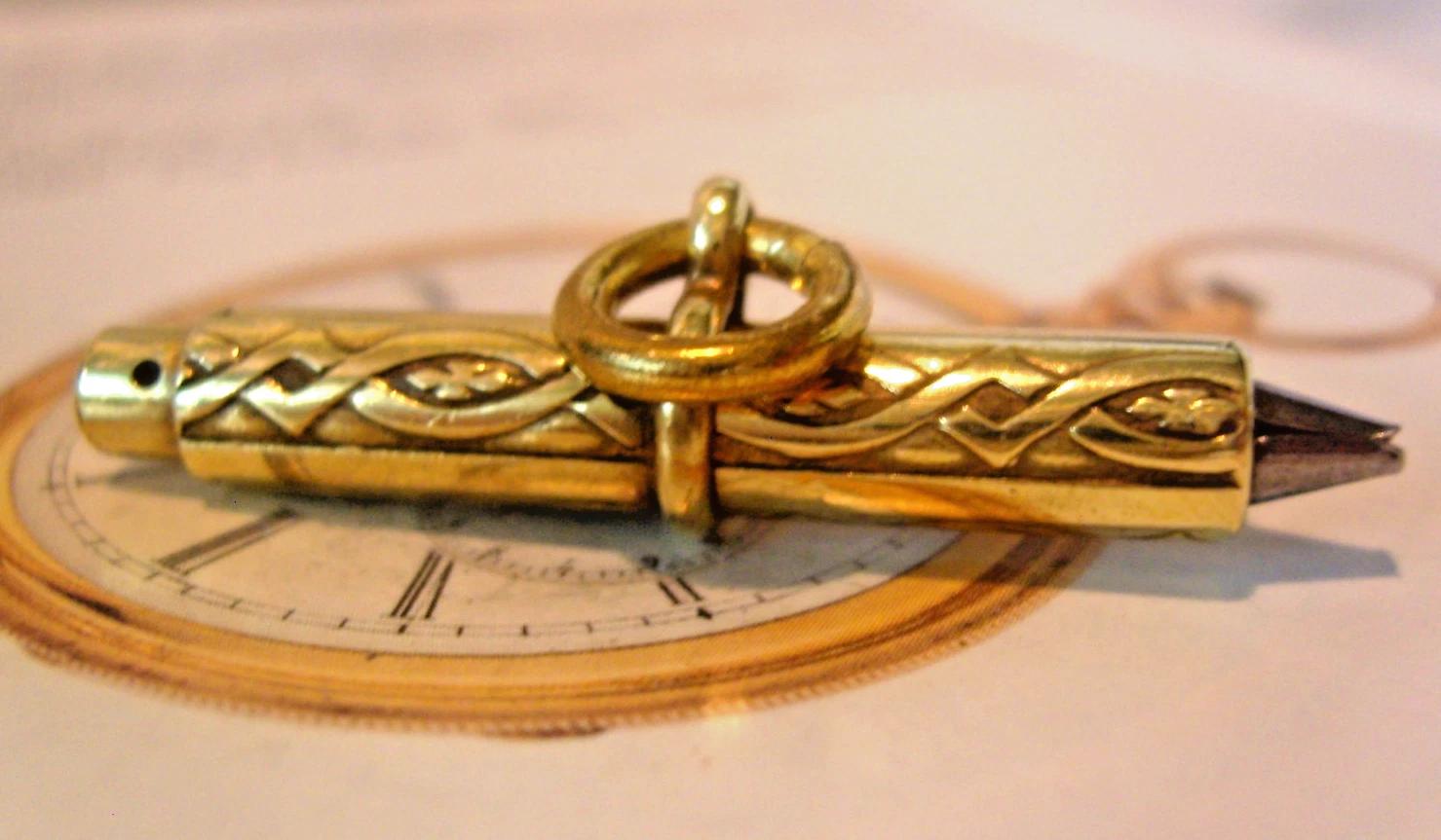 Pocket Watch Chain Fob Universal Key Victorian 1890s Antique Brass & Steel FWO (1 of 9)