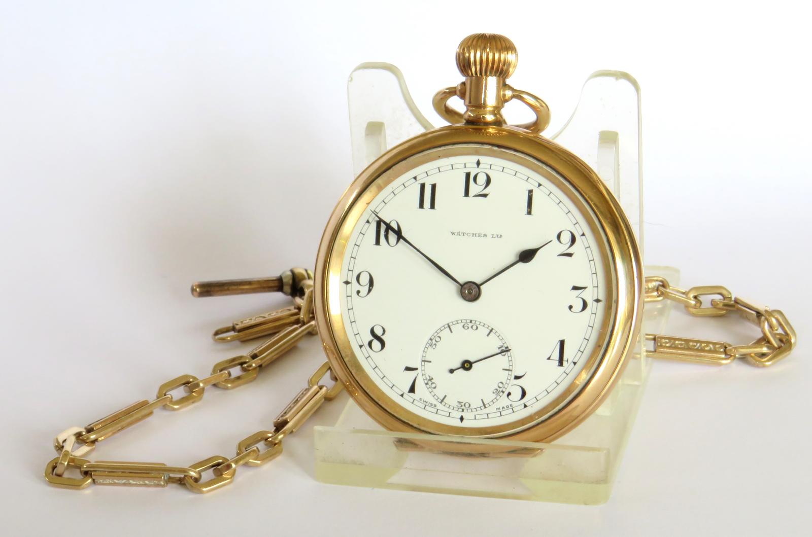 Pocket Watch: 1930s Cyma Pocket Watch & Chain (1 of 5)