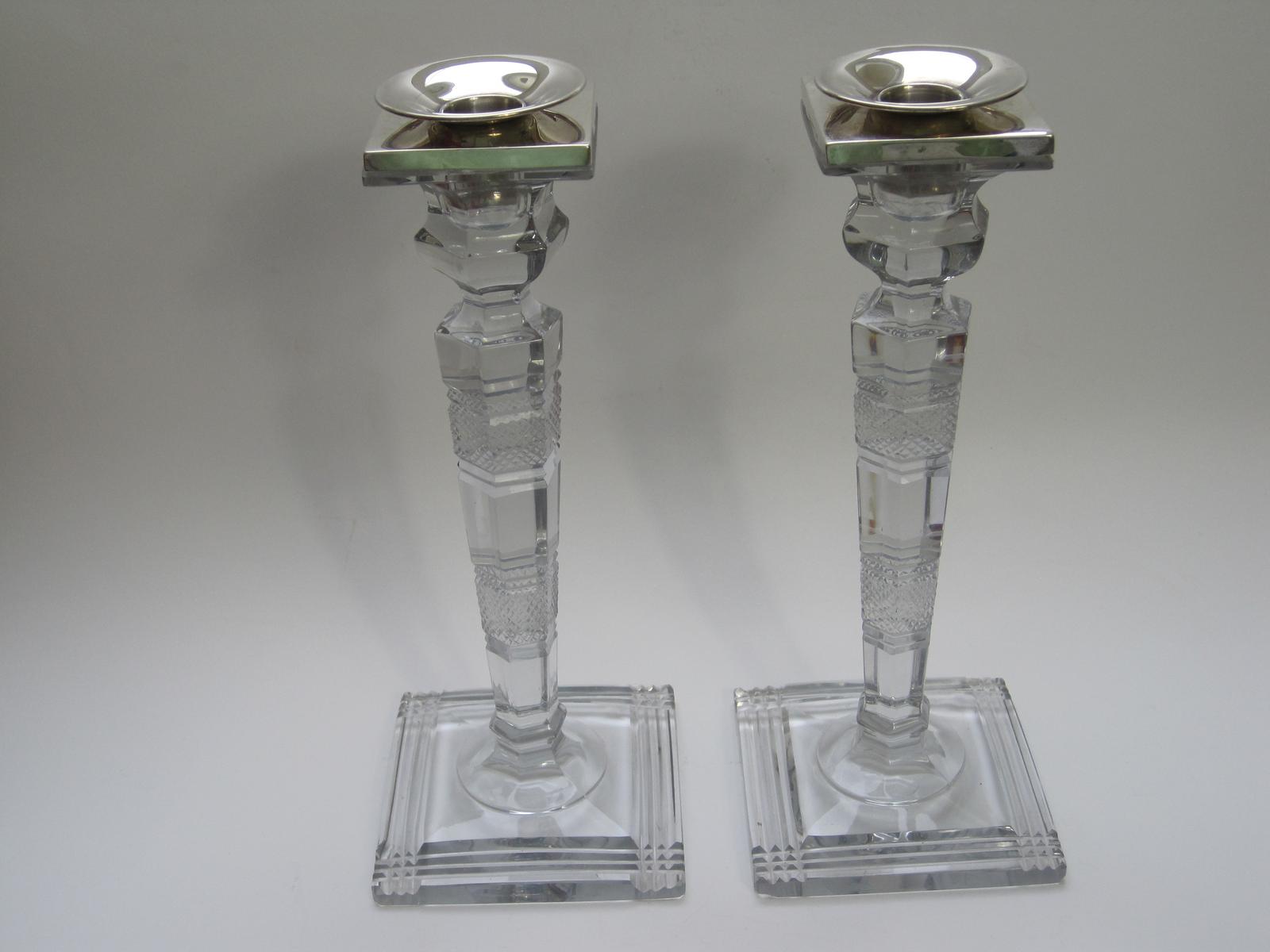 Unusual Pair of John Grinsell & Son Silver and Cut Glass Candlesticks (1 of 8)