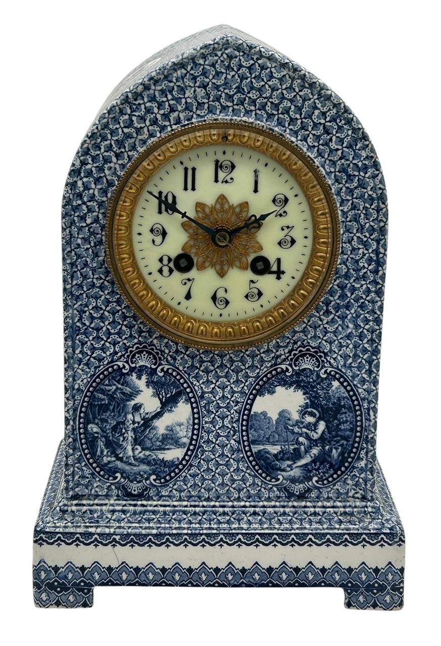 Gorgeous Delftware Studio Pottery Mantel Clock - 8 Day Bell Striking Pottery Mantel Clock (1 of 11)