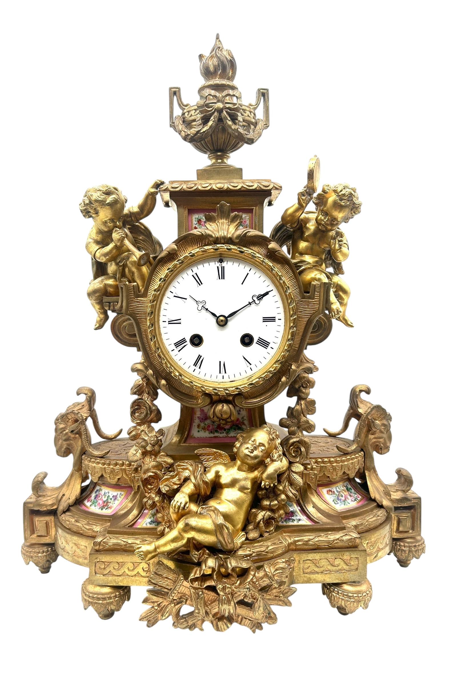 Musical Cherub Figural Ormolu French Victorian Sevres 8-day Mantel Clock ca.1860 (1 of 11) Musical Cherub Figural Ormolu French Victorian Sevres 8-day Mantel Clock ca.1860 (1 of 11)