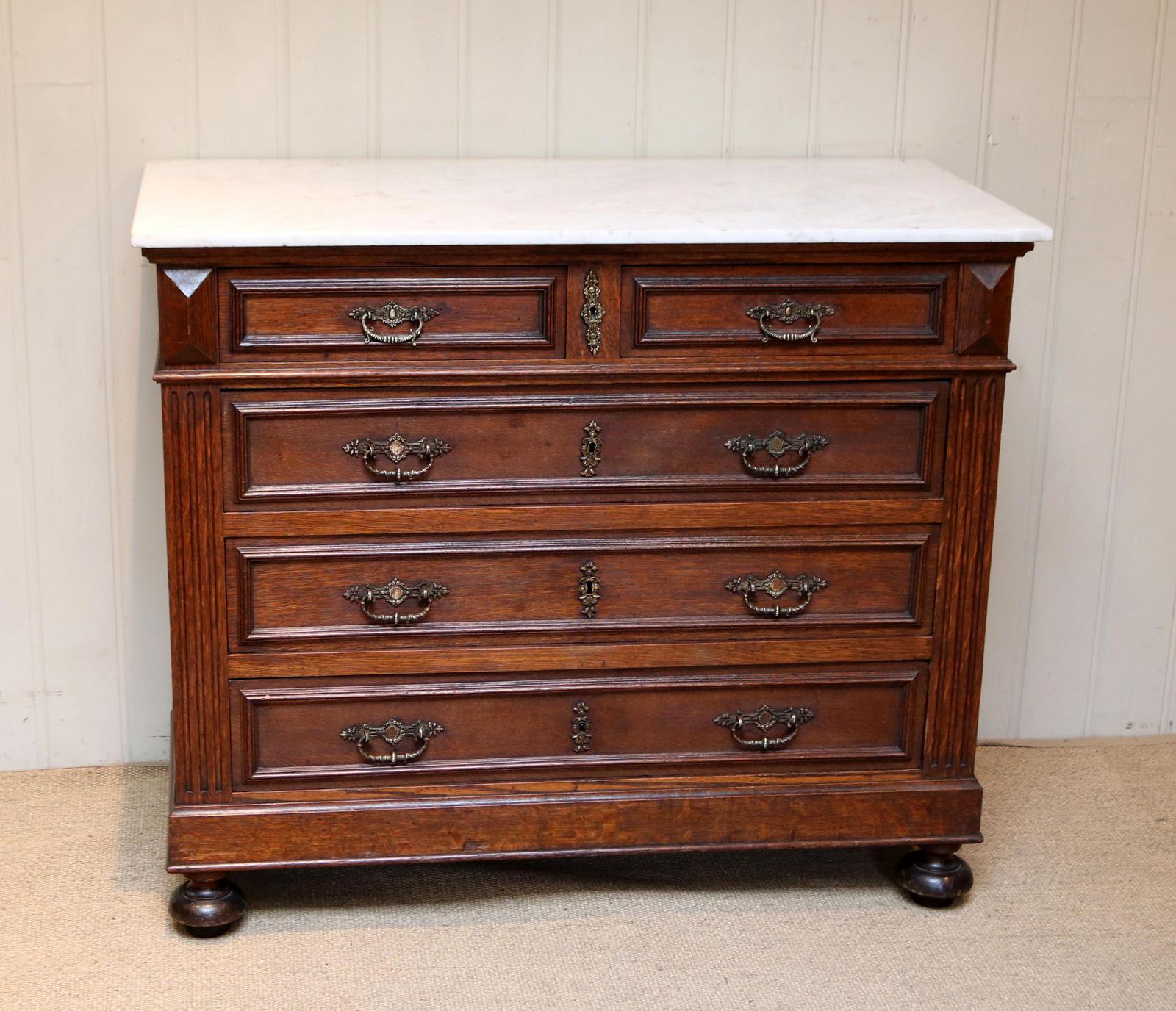 French Oak Marble Top Chest c.1900 (1 of 12) French Oak Marble Top Chest c.1900 (1 of 12)