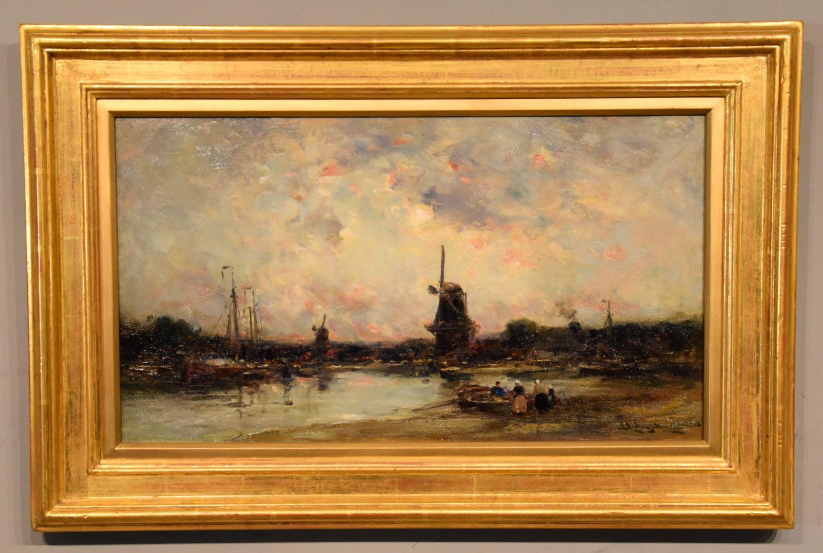 Oil Painting by Edmund Aubrey Hunt - A Dutch Estuary Evening (1 of 7)