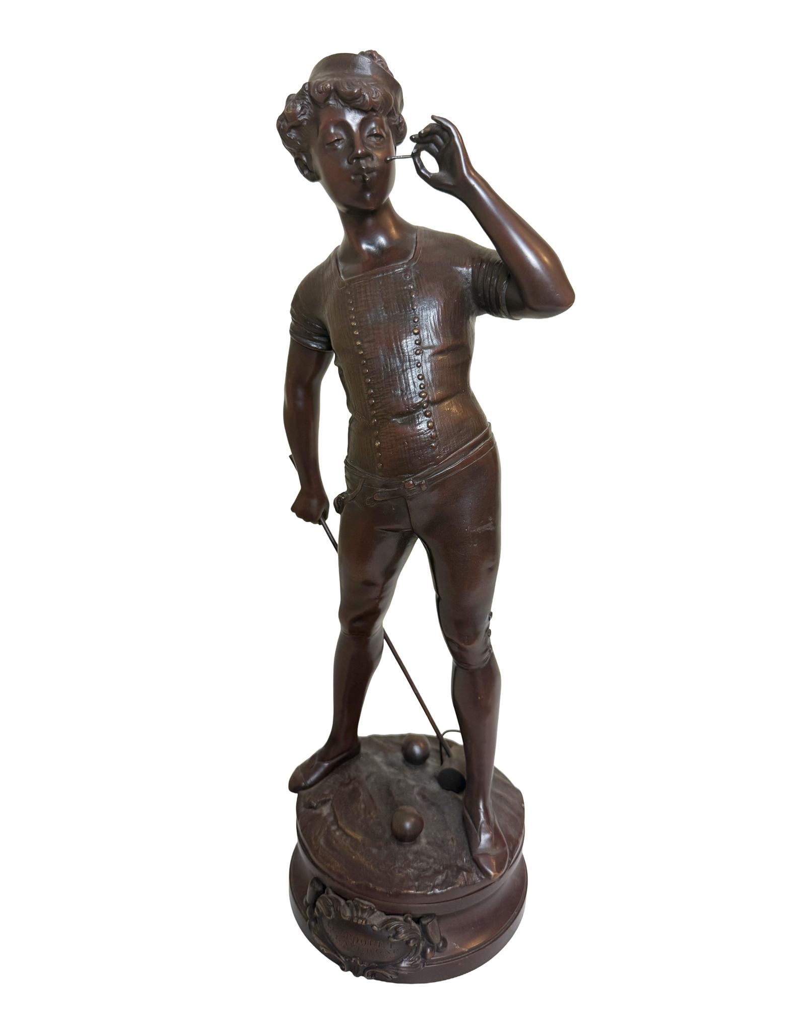 Bronze Young Man Smoking with Croquet Mallet (1 of 9) Bronze Young Man Smoking with Croquet Mallet (1 of 9)