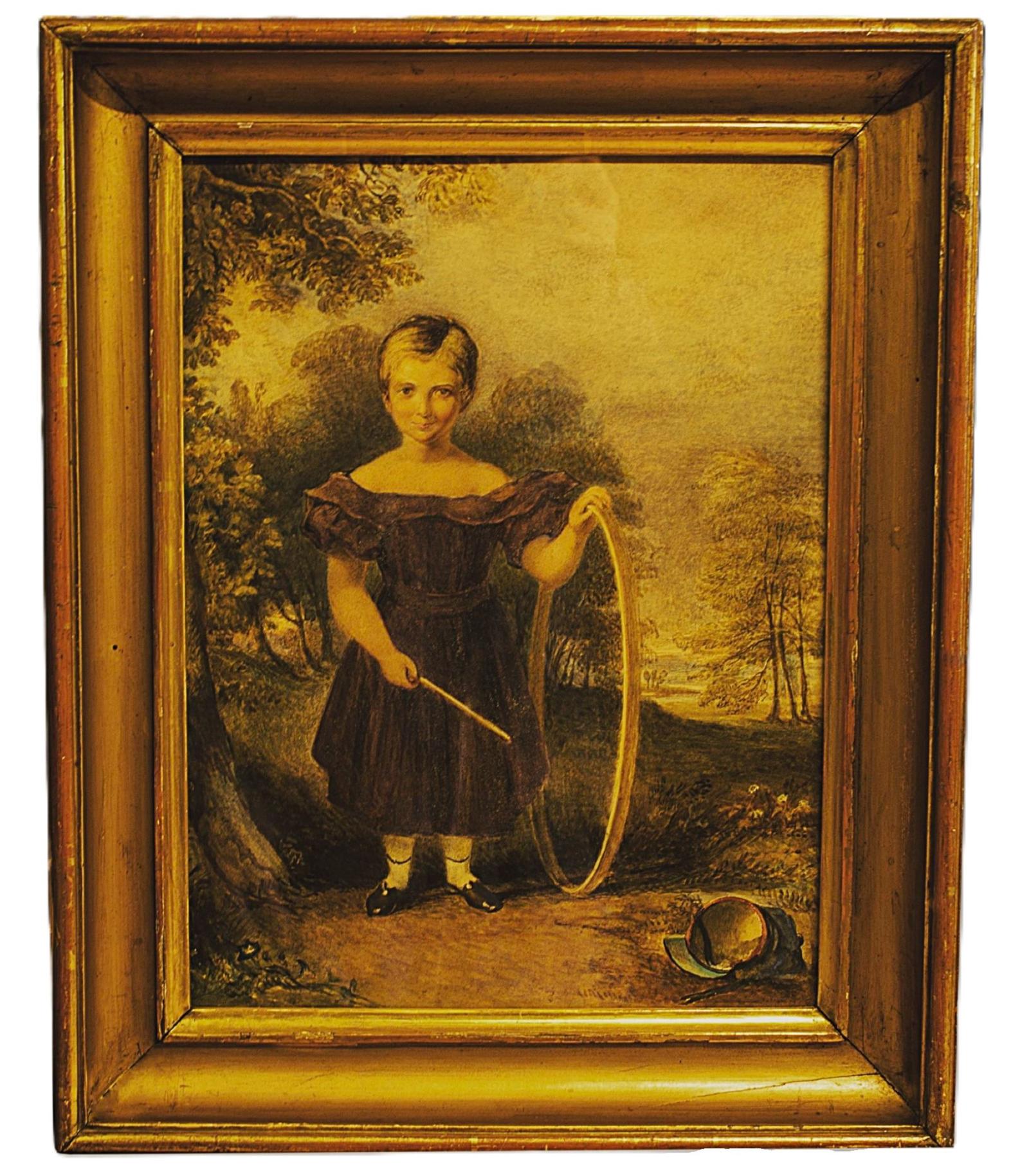 Victorian Watercolour Portrait Painting - Girl with Hoop (1 of 7) Victorian Watercolour Portrait Painting - Girl with Hoop (1 of 7)