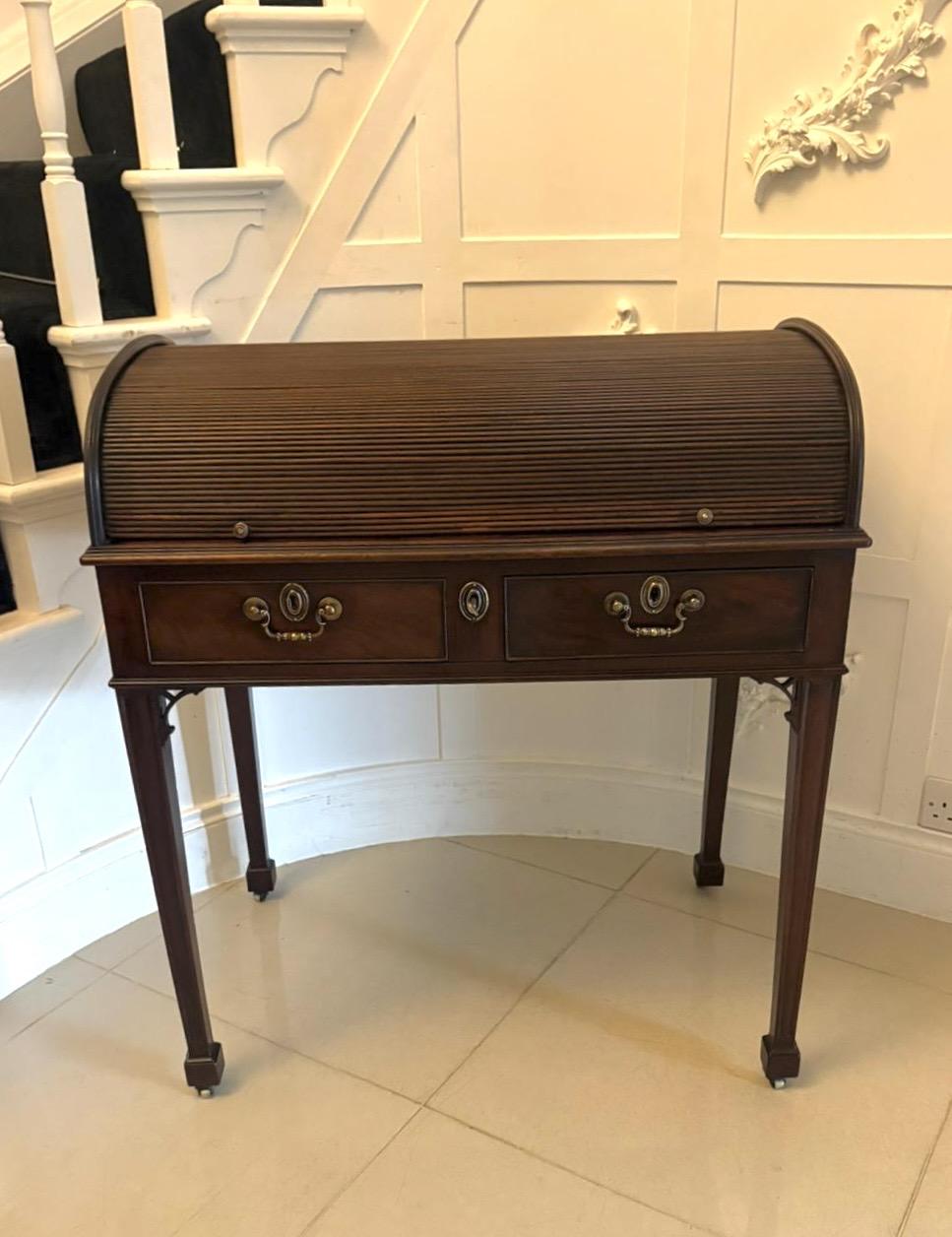 Antique Georgian Mahogany Tambour Top Cylinder Desk with Pull-out Writing Slides (1 of 17) Antique Georgian Mahogany Tambour Top Cylinder Desk with Pull-out Writing Slides (1 of 17)