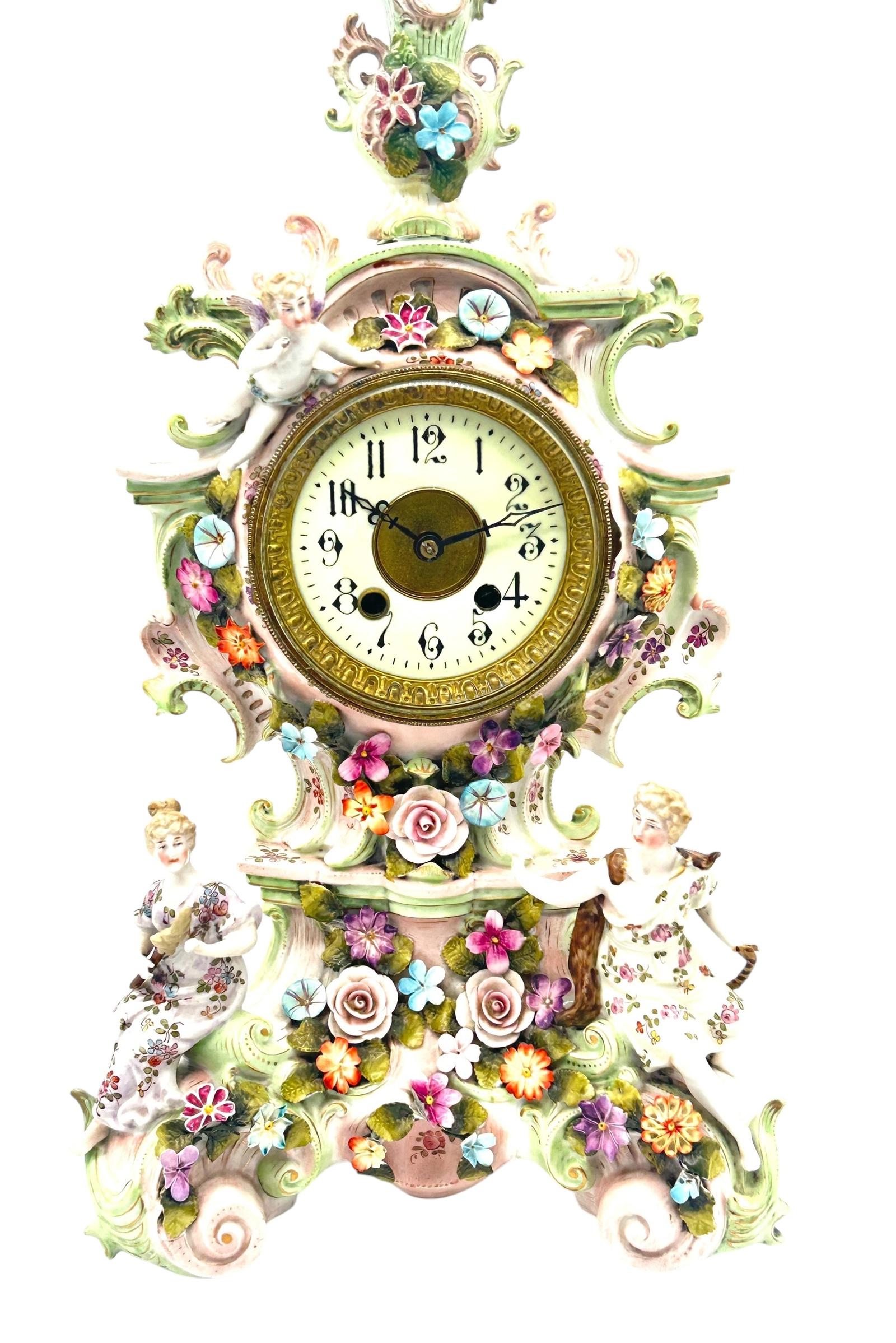 Fabulous Sitzendorf Porcelain Figural Mantel Clock ca.1890 (1 of 19) Fabulous Sitzendorf Porcelain Figural Mantel Clock ca.1890 (1 of 19)