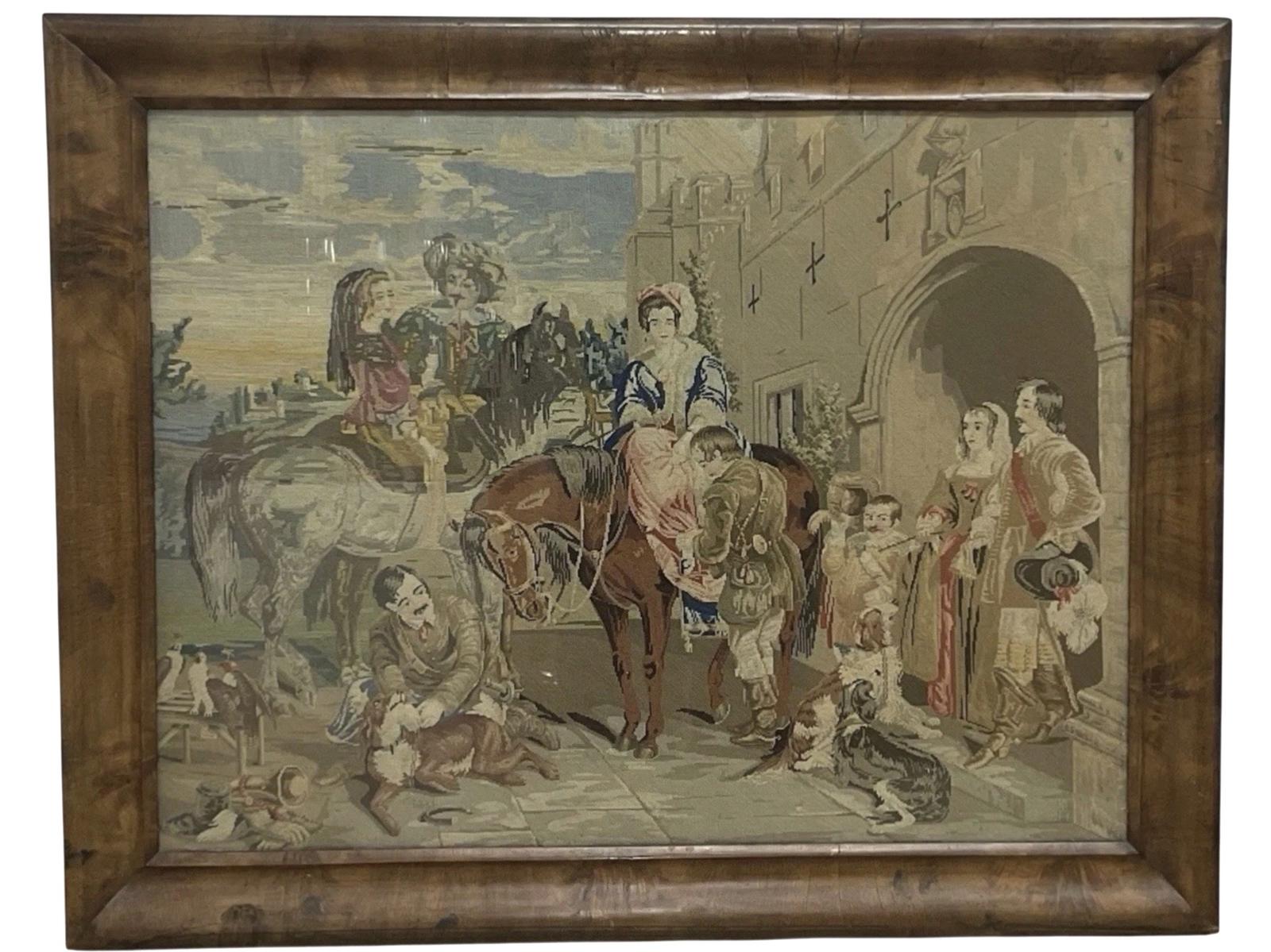 Antique Needlework Tapestry Horses, Dogs, People & Nobility Victorian c.1880 (1 of 8) Antique Needlework Tapestry Horses, Dogs, People & Nobility Victorian c.1880 (1 of 8)