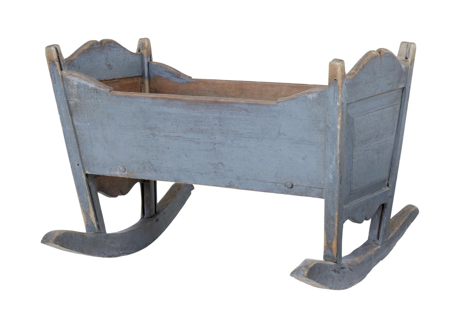 Mid 19th Century Swedish Painted Pine Rocking Cradle (1 of 7)