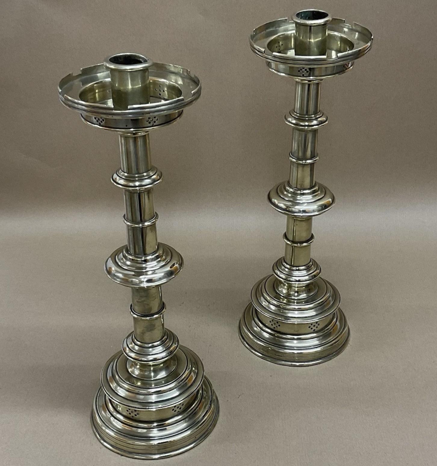 Pair of Arts & Crafts Brass Candlesticks (40cm) Ecclesiastical / Church / Altar Antique Victorian c.1880 (1 of 5) Pair of Arts & Crafts Brass Candlesticks (40cm) Ecclesiastical / Church / Altar Antique Victorian c.1880 (1 of 5)