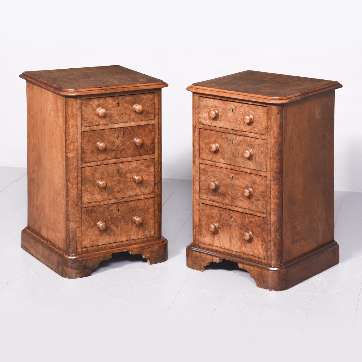 Pair of Mid Victorian Burr Walnut Small Chest / Bedside Lockers (1 of 9)