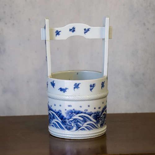 19th Century Japanese Blue & White China Brush Pot (1 of 7)