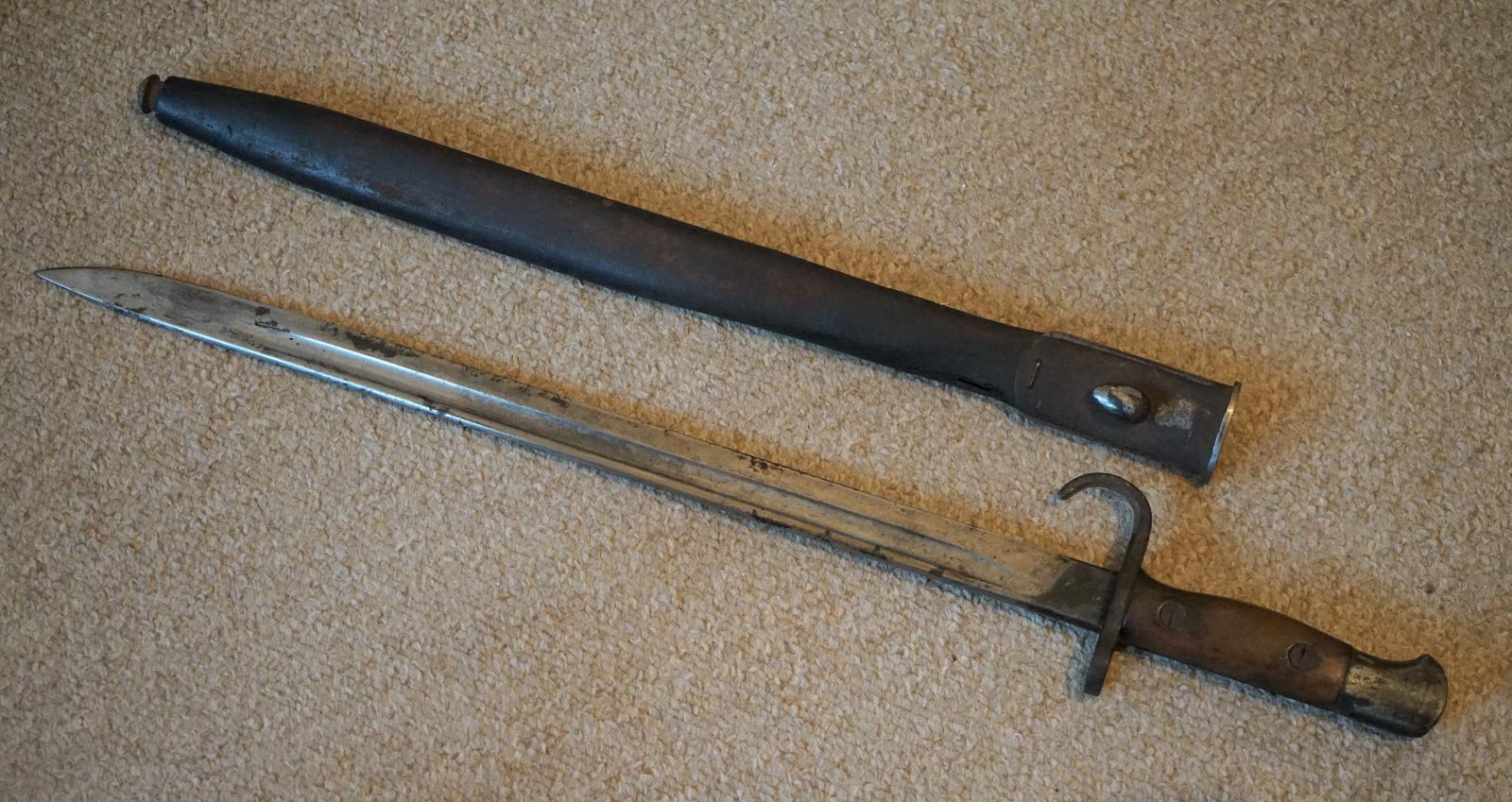 British Made by 1907 Pattern Bayonet with Scabbard Made by Wilkinson (1 of 9) British Made by 1907 Pattern Bayonet with Scabbard Made by Wilkinson (1 of 9)