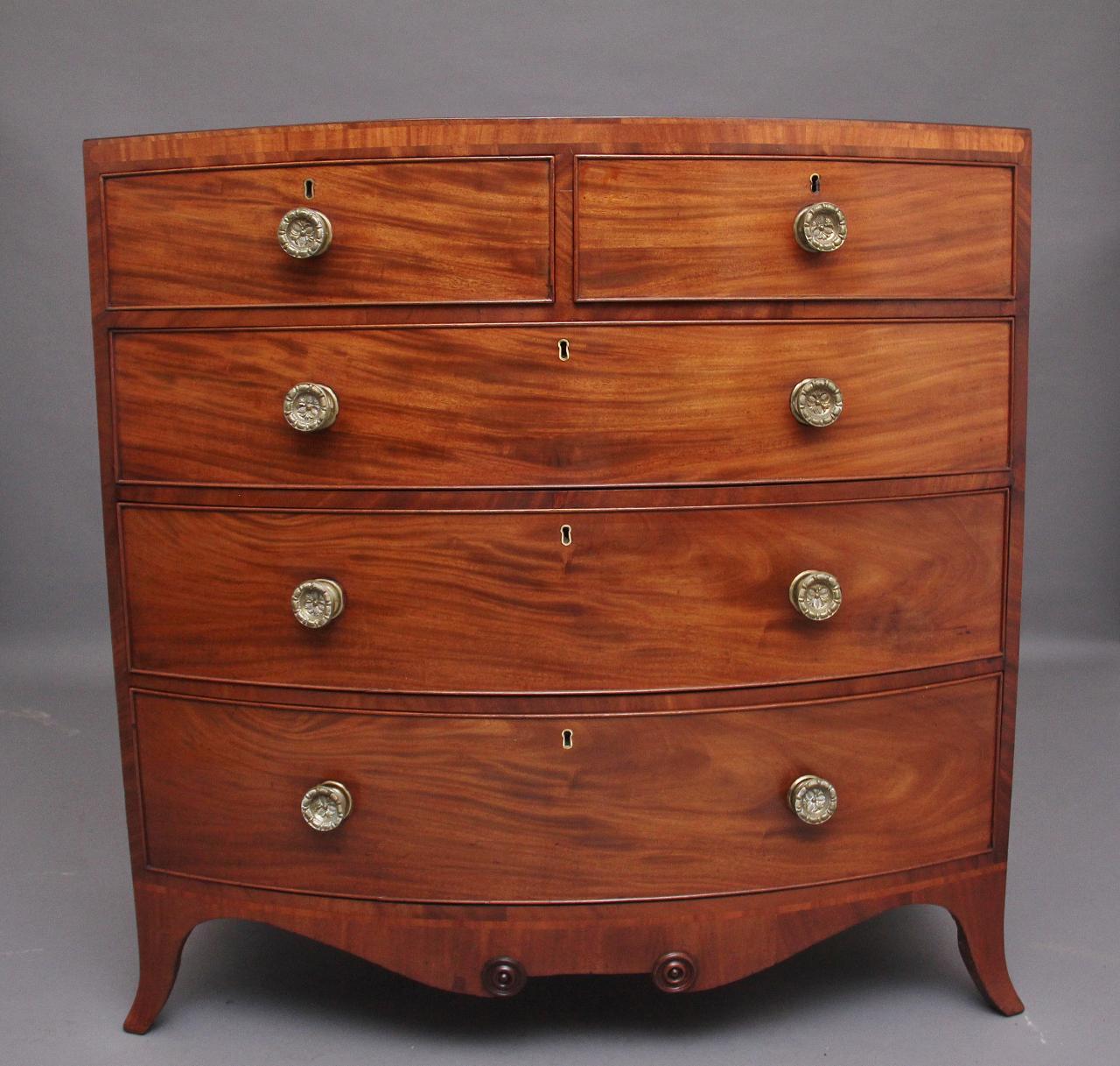 Early 19th Century Georgian Mahogany Bowfront Chest of Drawers (1 of 9)
