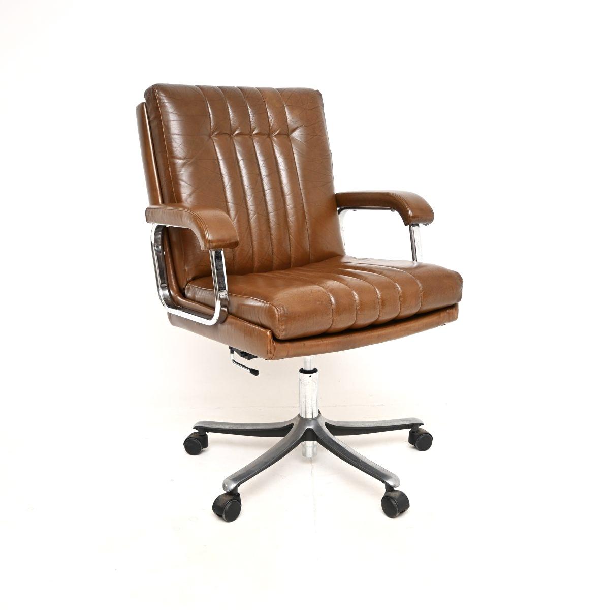 Vintage Leather & Chrome Swivel Desk Chair (1 of 10) Vintage Leather & Chrome Swivel Desk Chair (1 of 10)