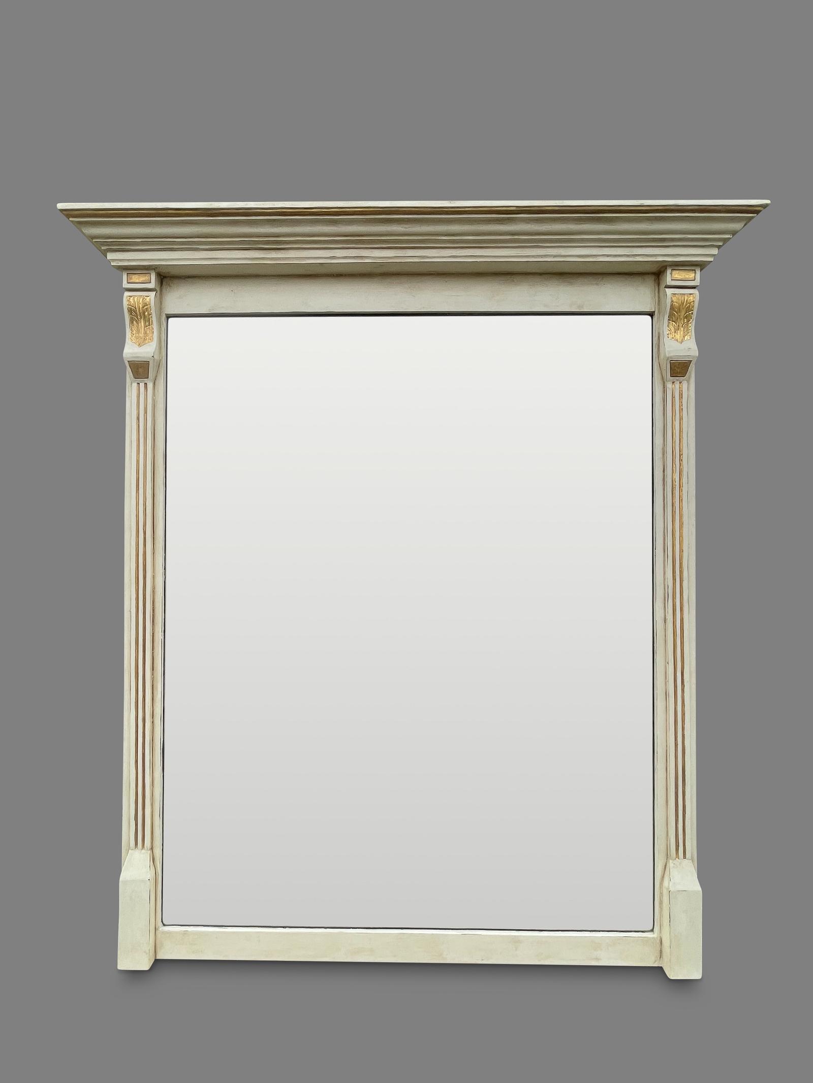 Large 19th Century English Painted and Gilt Overmantle Mirror (1 of 6) Large 19th Century English Painted and Gilt Overmantle Mirror (1 of 6)
