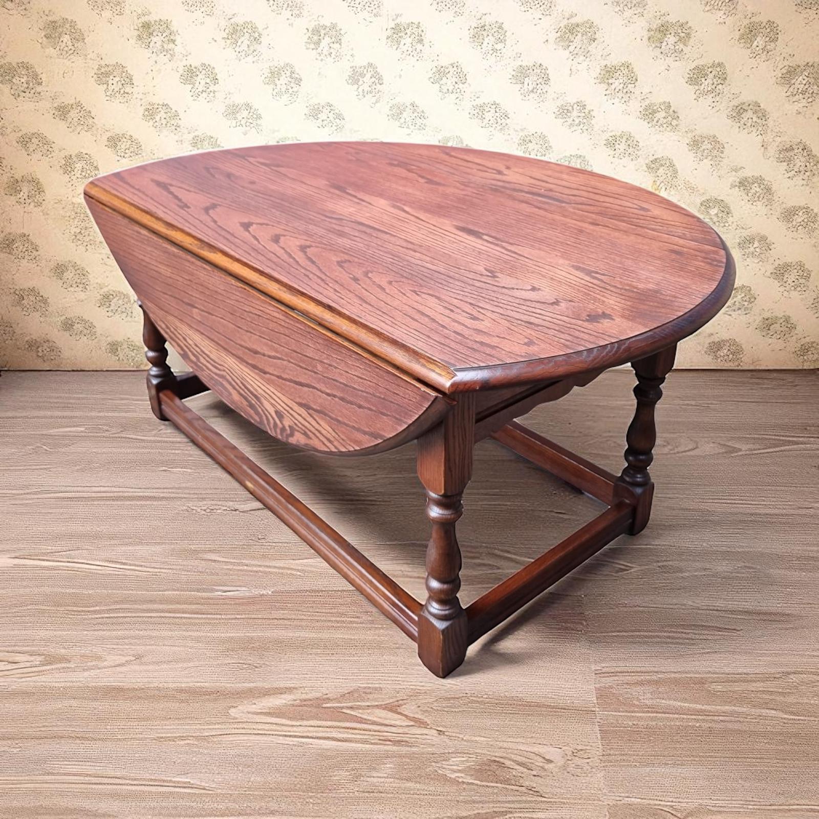 Vintage Oak Drop-leaf Coffee Table / Old Charm Wood Brothers / c.1970s (1 of 11)